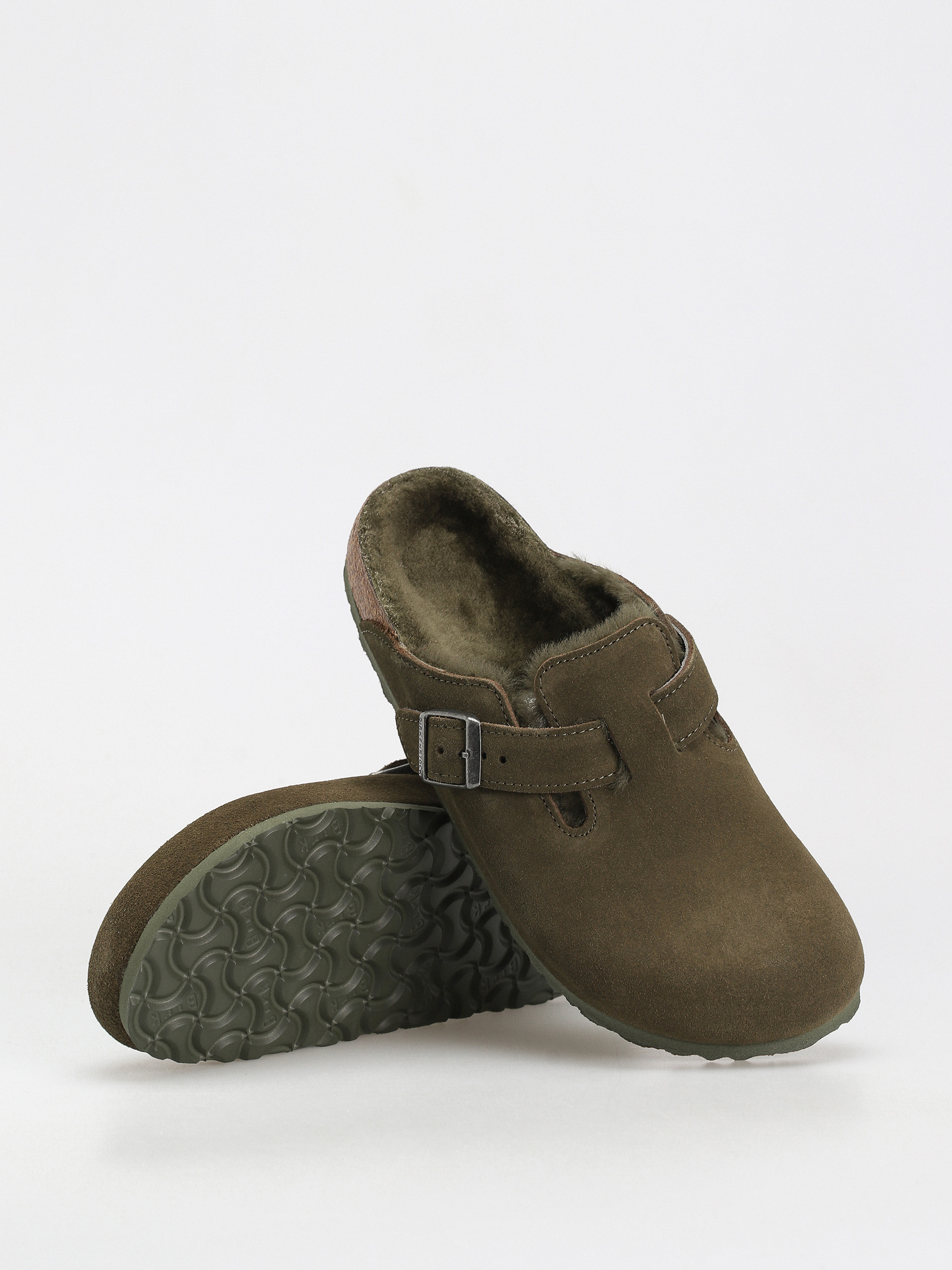 Birkenstock Boston Suede Leather Narrow Flip-flop papucsok Wmn (thyme)