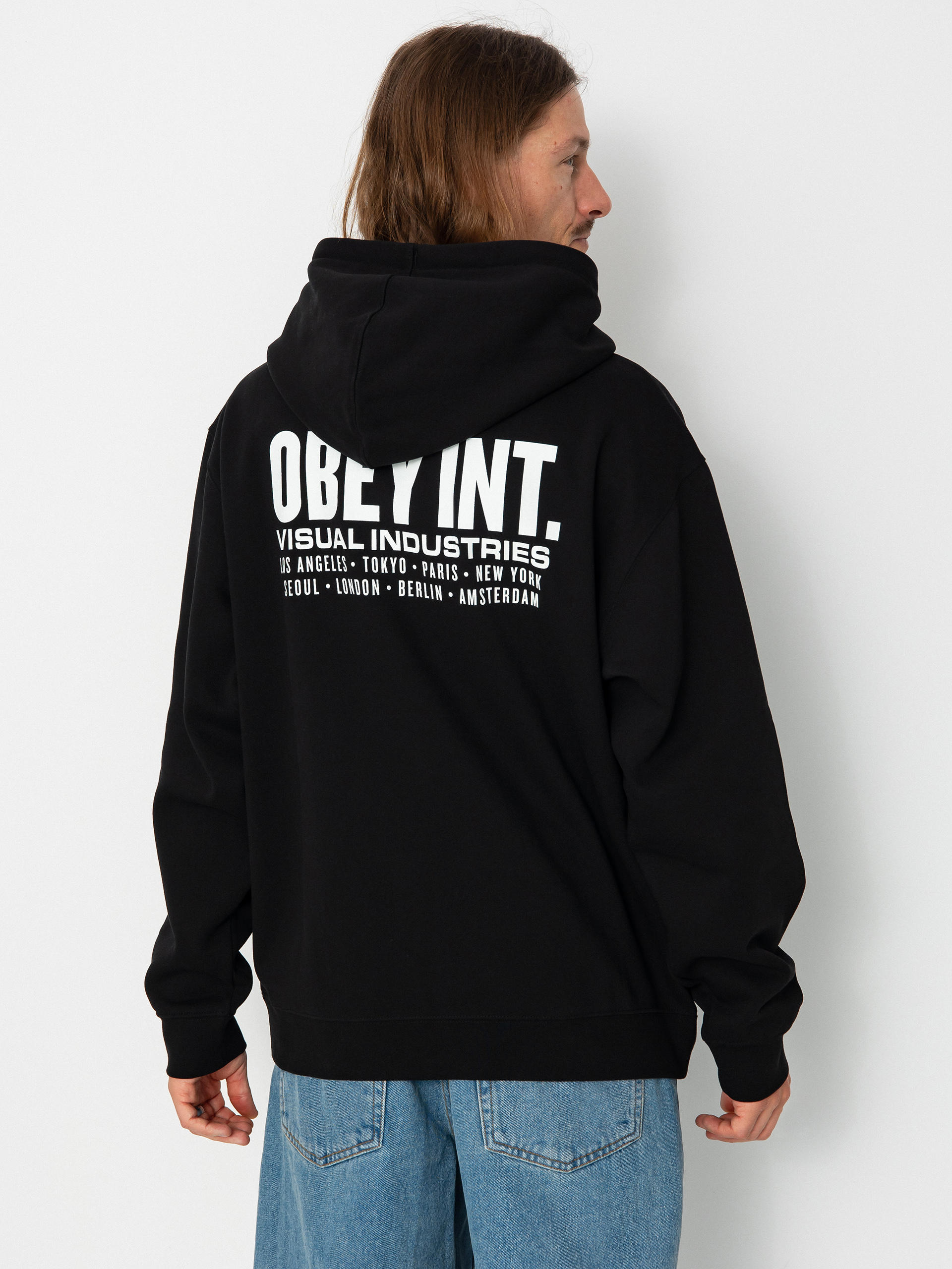 OBEY Int. Visual Industries HD Kapucnis pulóver (black)