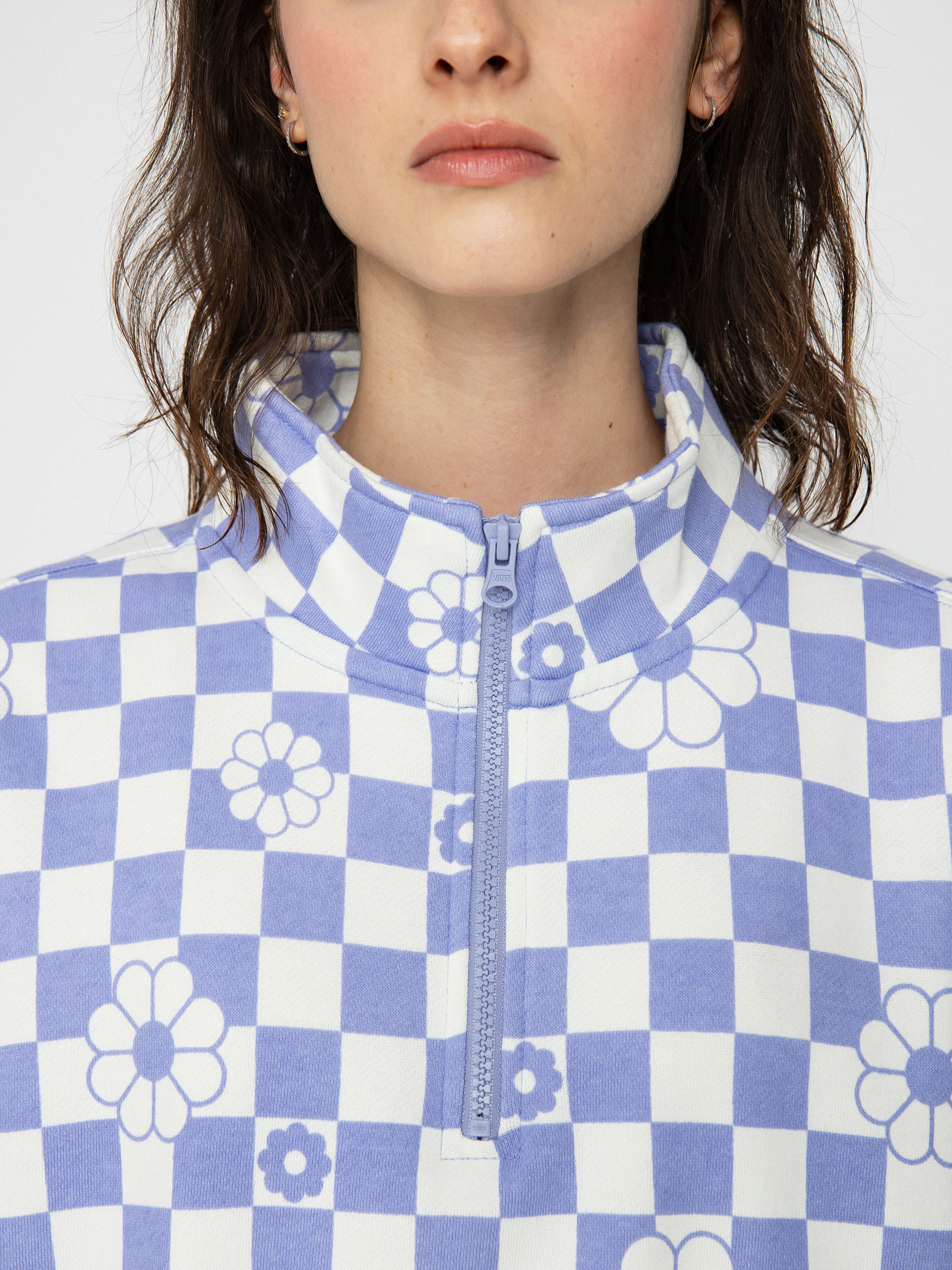 Vans Fairlands Mock Neck Pulóver Wmn (floral checkerboard sweet lavender)