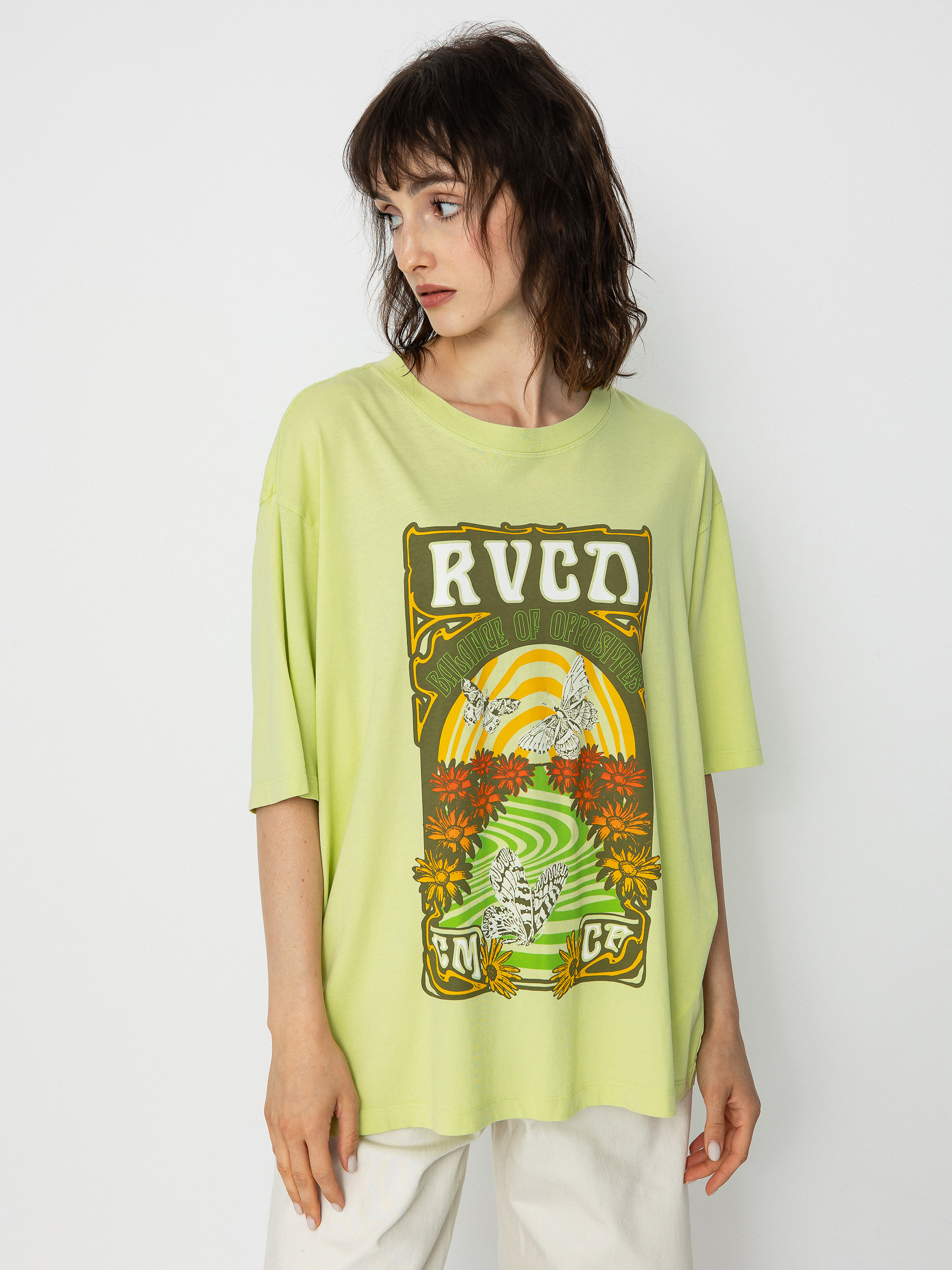 RVCA Swirl Anyday póló Wmn (vivid chartreuse/solid)