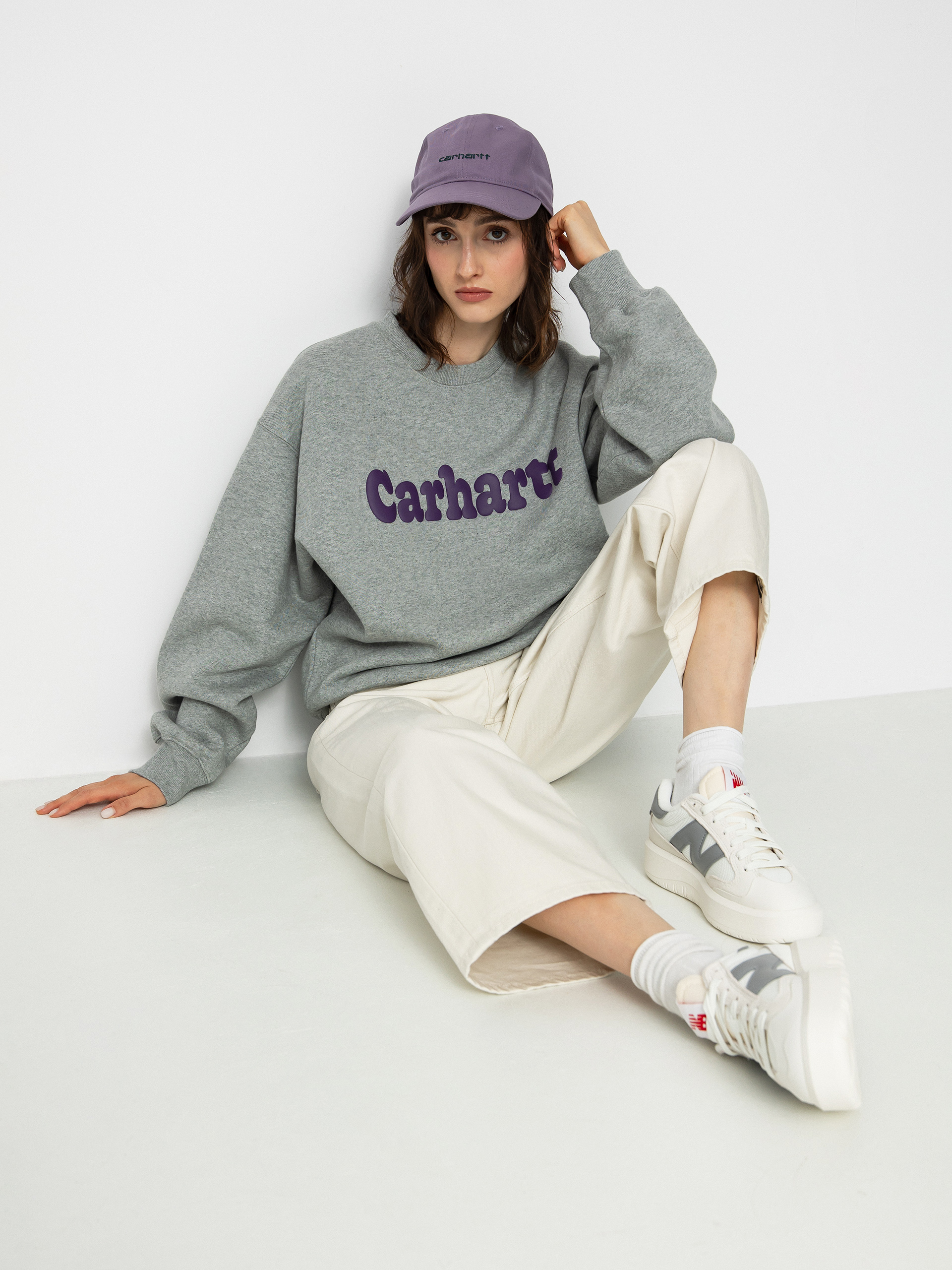 Carhartt WIP Bubbles Pulóver Wmn (grey heather/cassis)