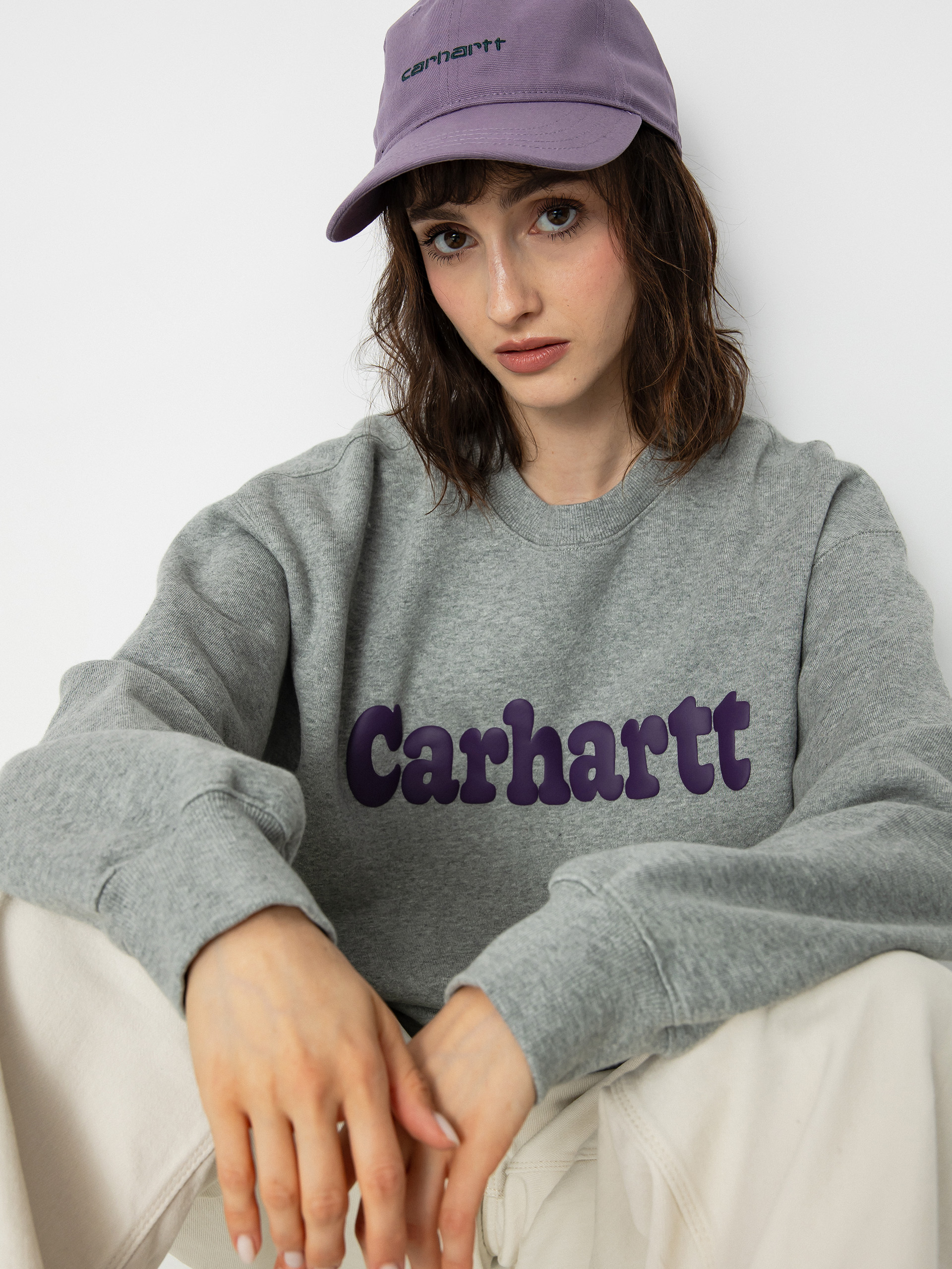 Carhartt WIP Bubbles Pulóver Wmn (grey heather/cassis)