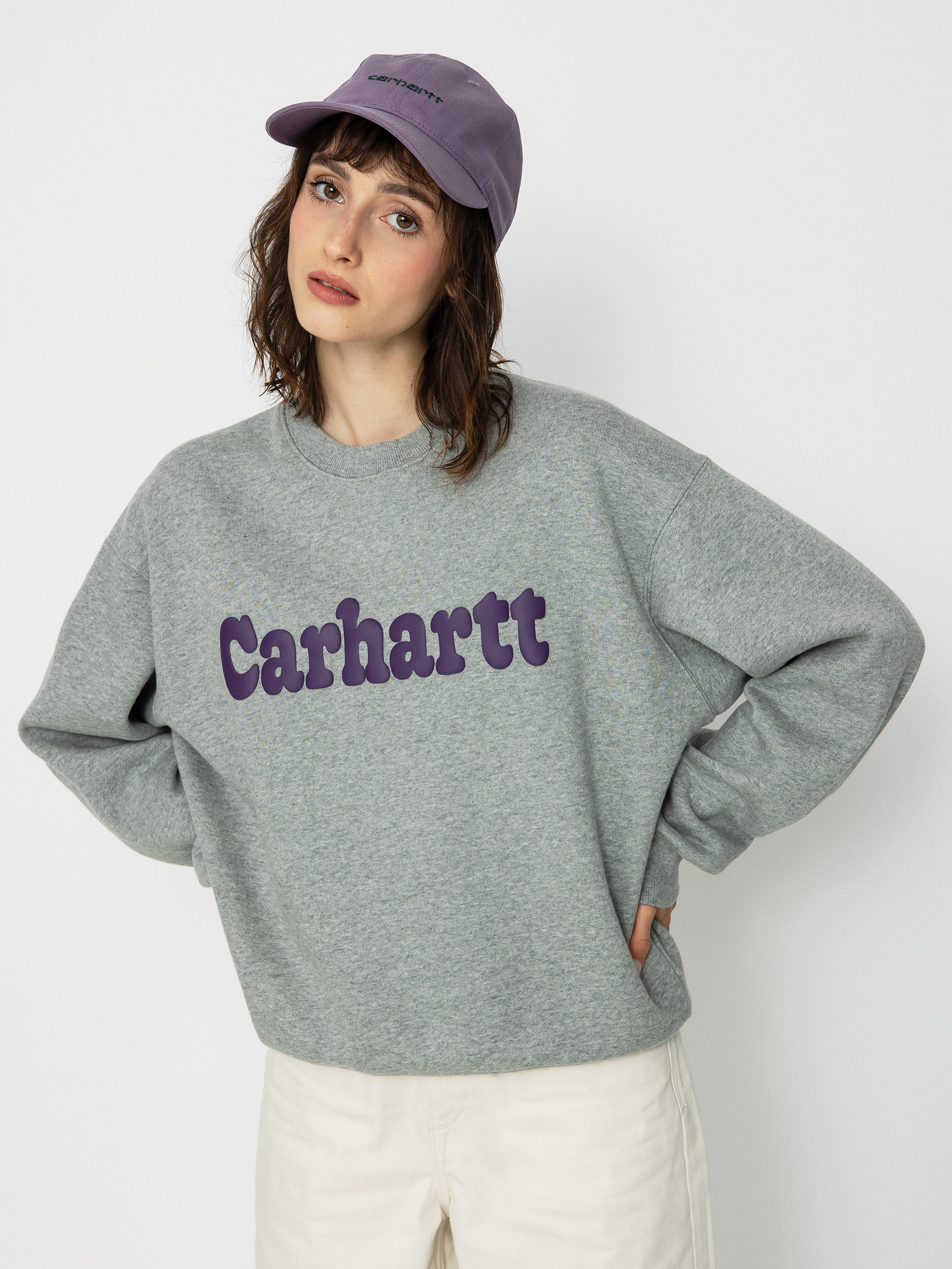 Carhartt WIP Bubbles Pulóver Wmn (grey heather/cassis)