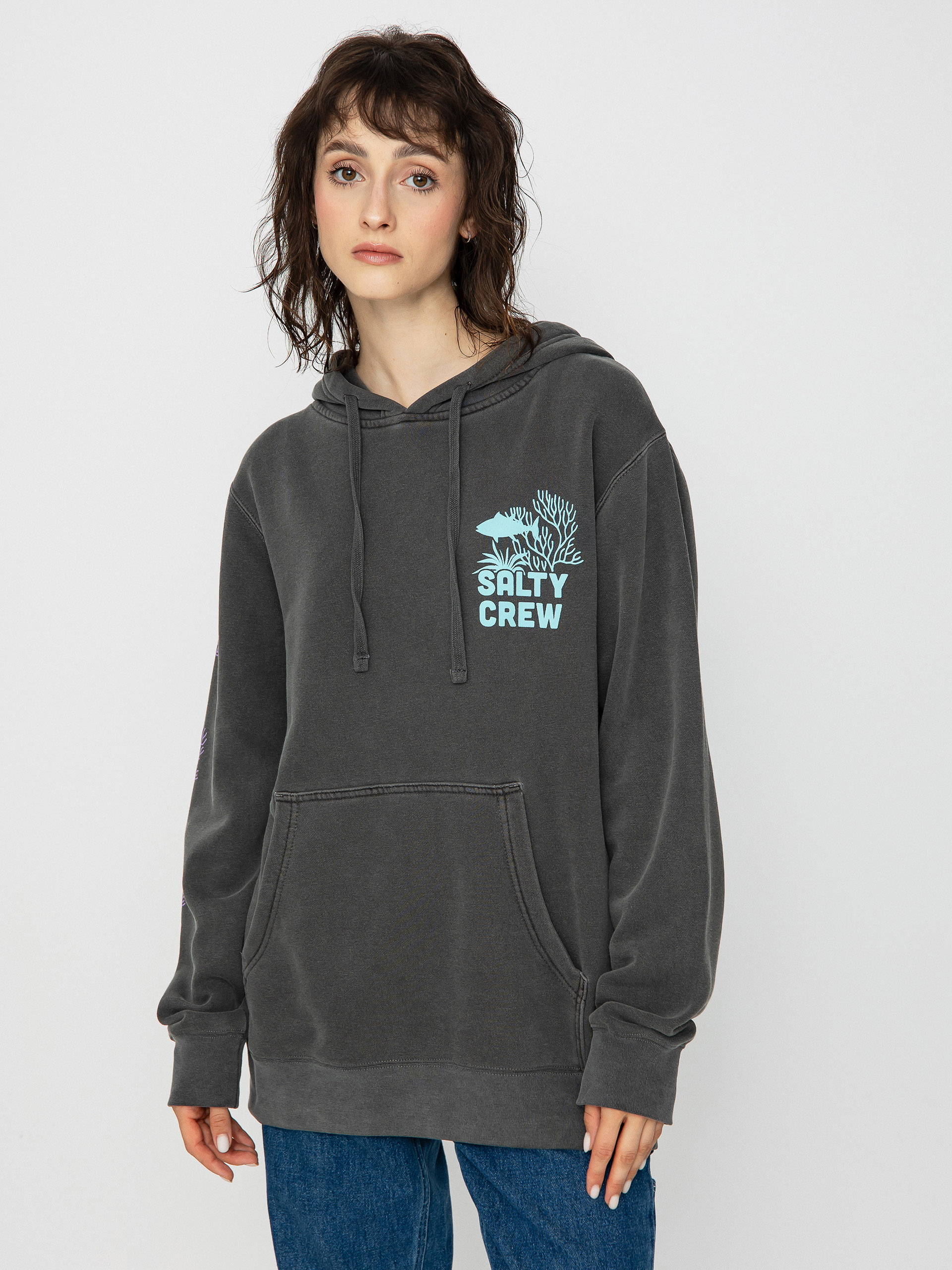 Salty Crew Kelp Forest Boyfriend HD Kapucnis pulóver Wmn (faded black)