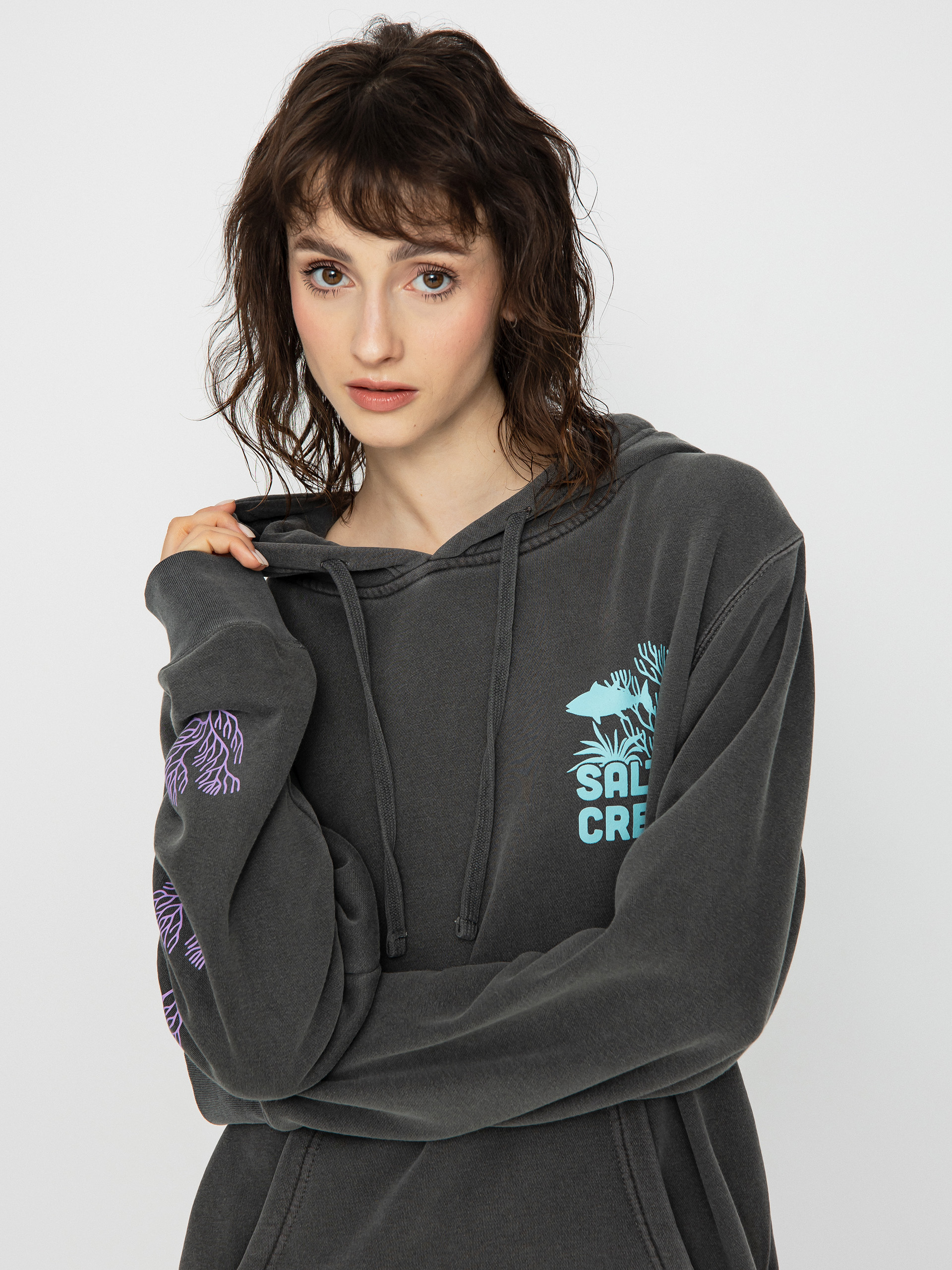 Salty Crew Kelp Forest Boyfriend HD Kapucnis pulóver Wmn (faded black)