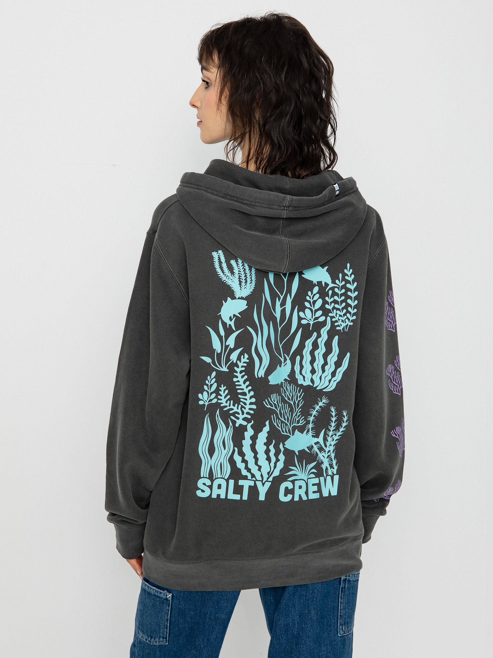 Salty Crew Kelp Forest Boyfriend HD Kapucnis pulóver Wmn (faded black)