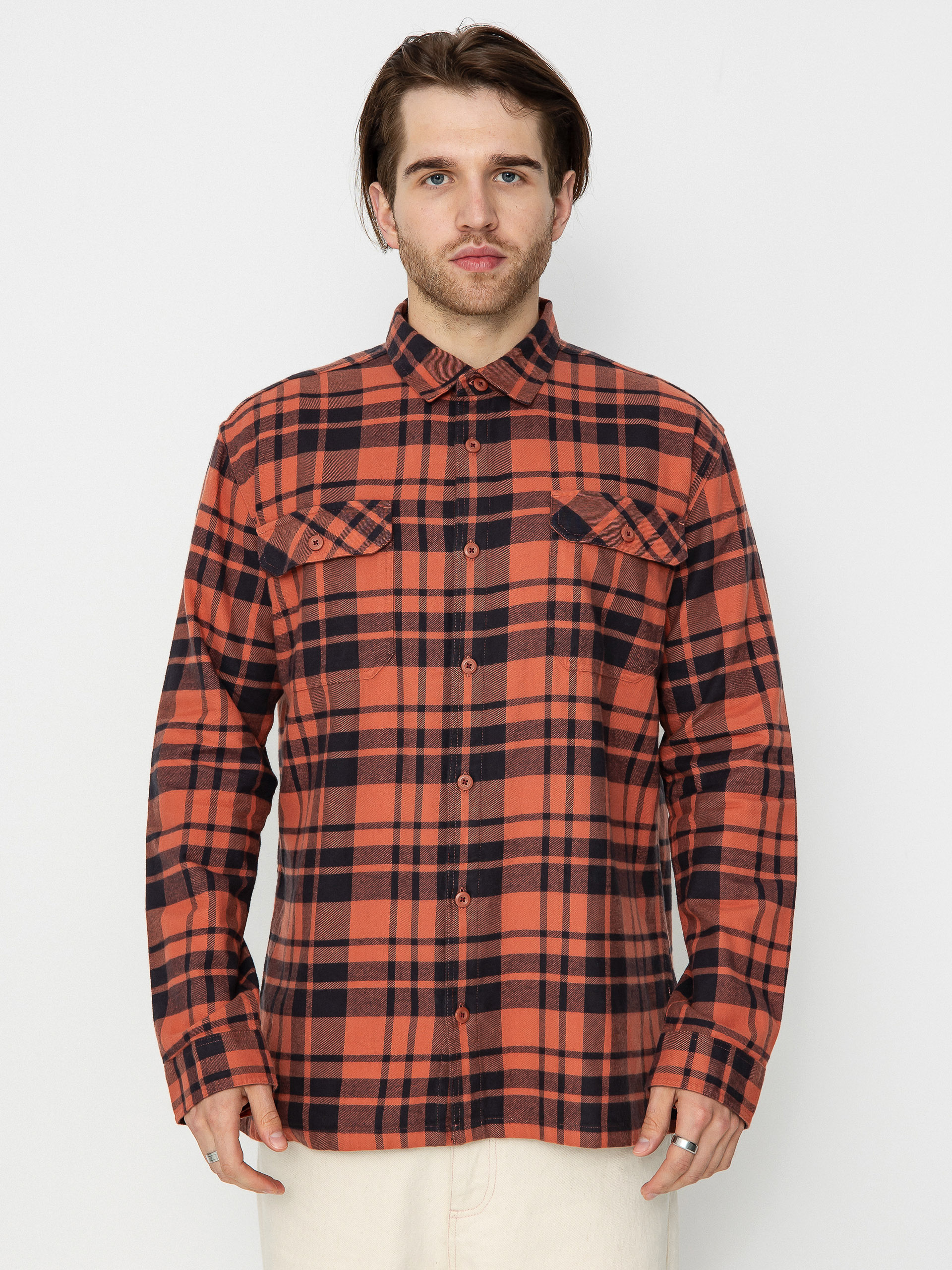 Patagonia Organic Cotton Fjord Flannel Ing (ice caps/burl red)