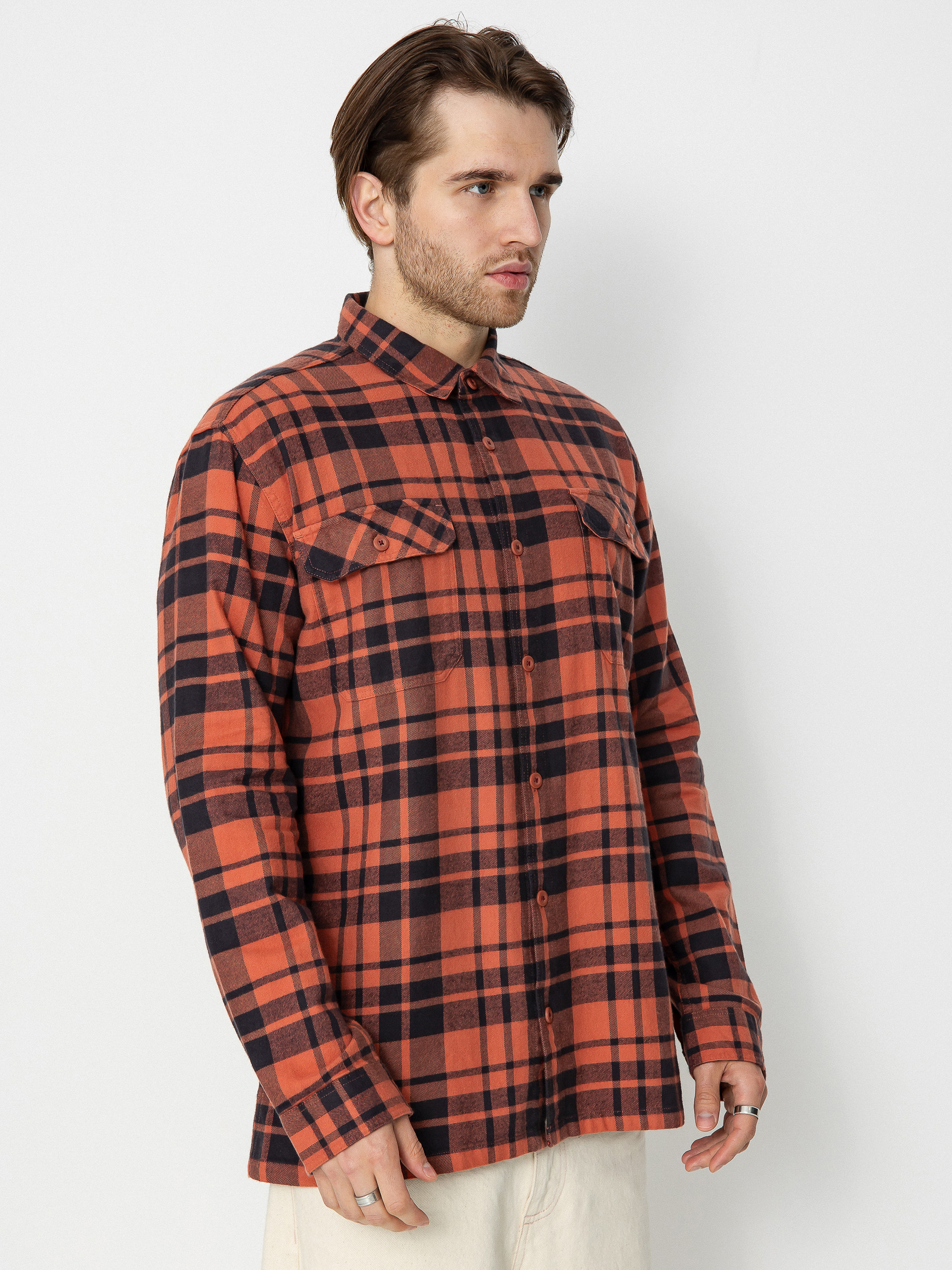 Patagonia Organic Cotton Fjord Flannel Ing (ice caps/burl red)