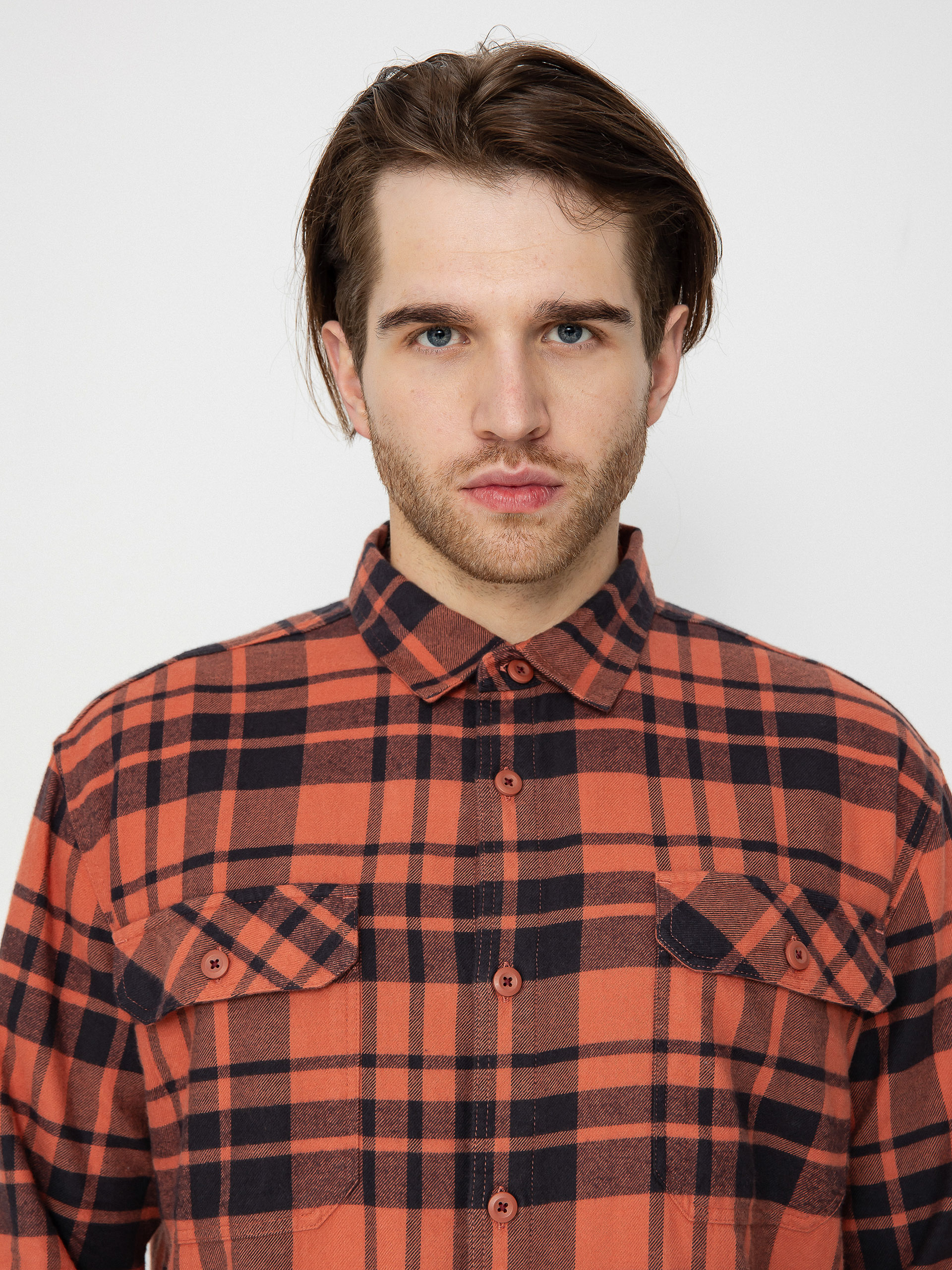 Patagonia Organic Cotton Fjord Flannel Ing (ice caps/burl red)