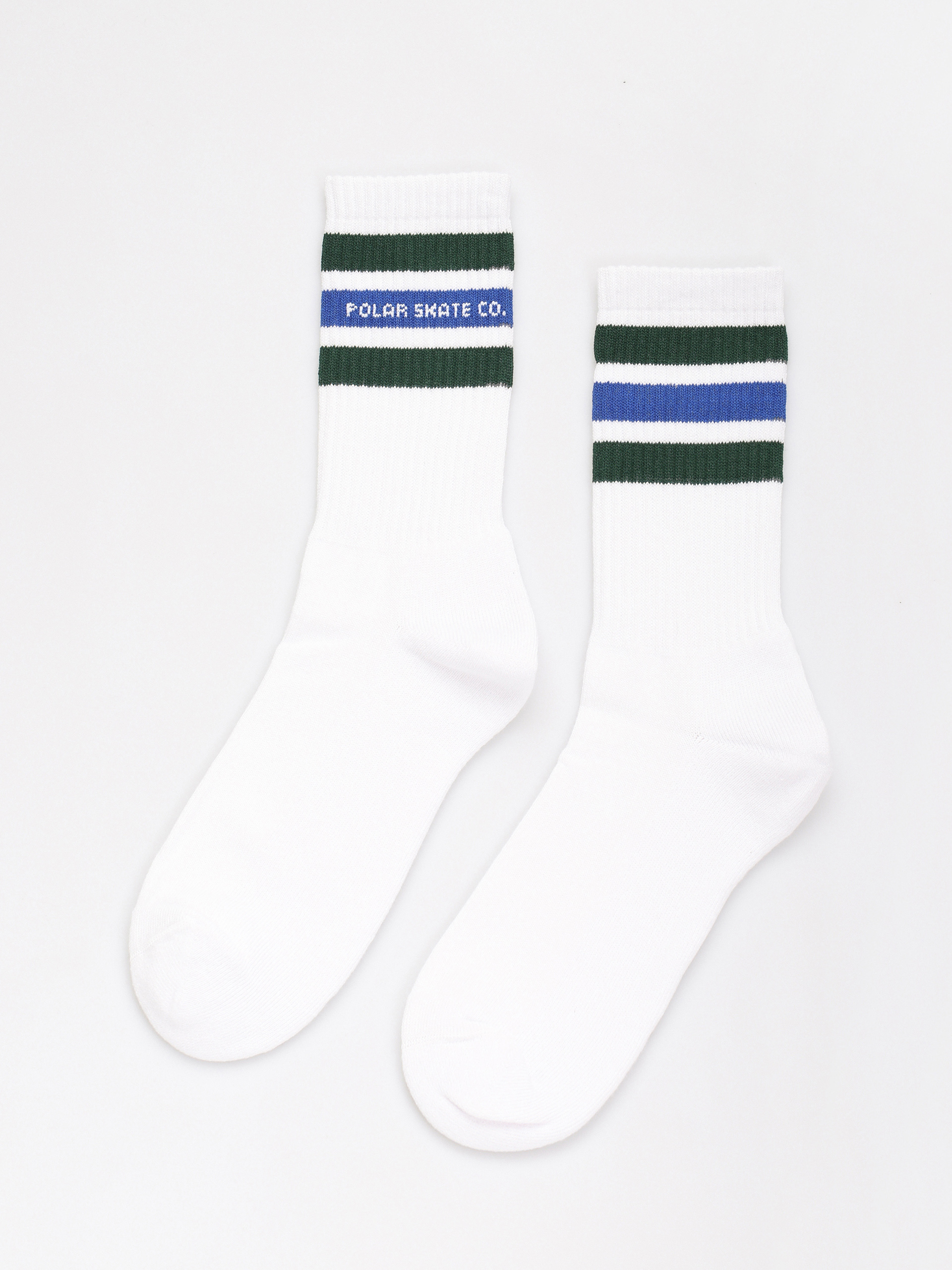 Polar Skate Fat Stripe Zokni (white/green/blue)