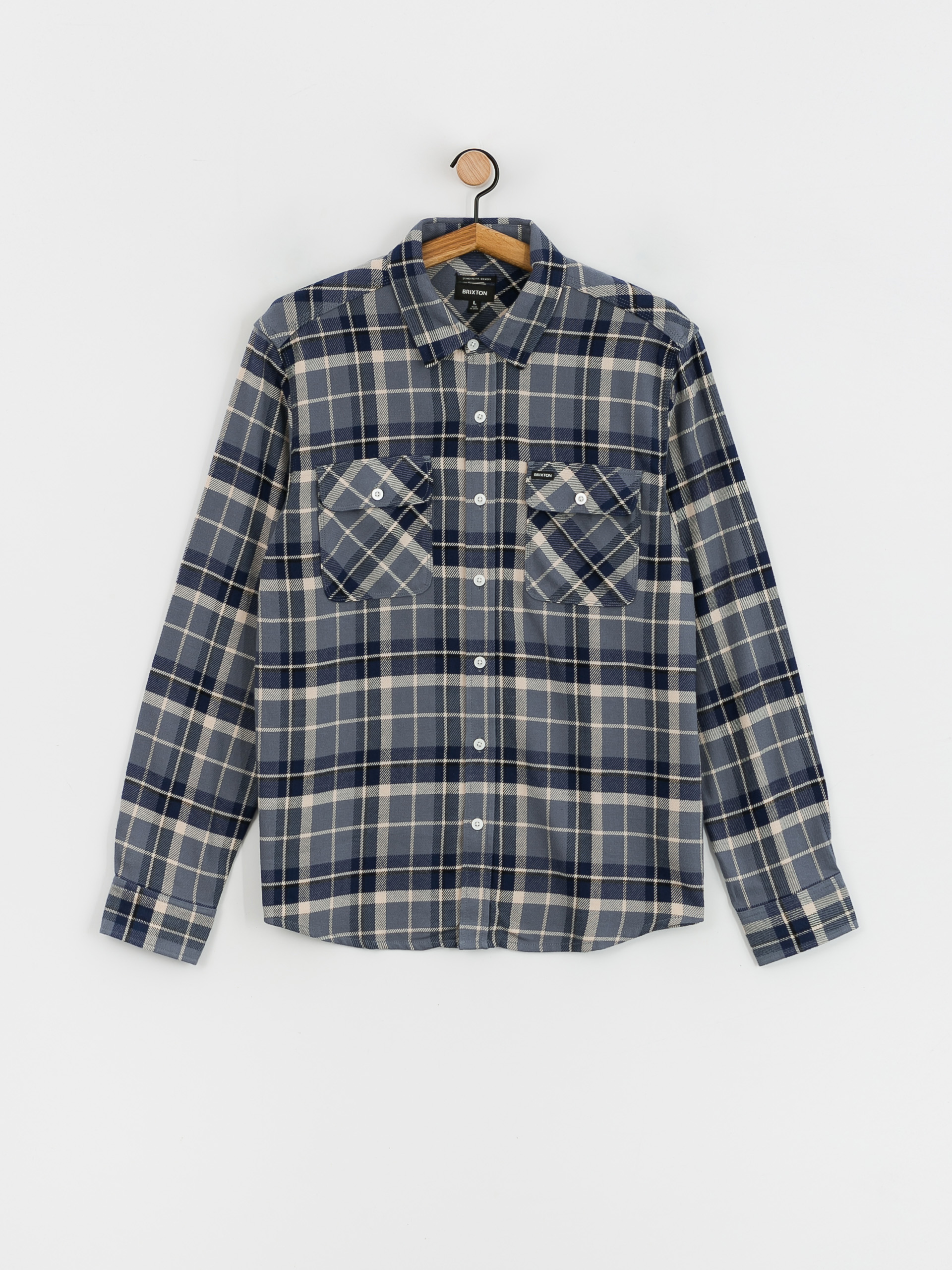 Brixton Bowery Flannel Ls Ing (flint blue/twilight blue/beige)