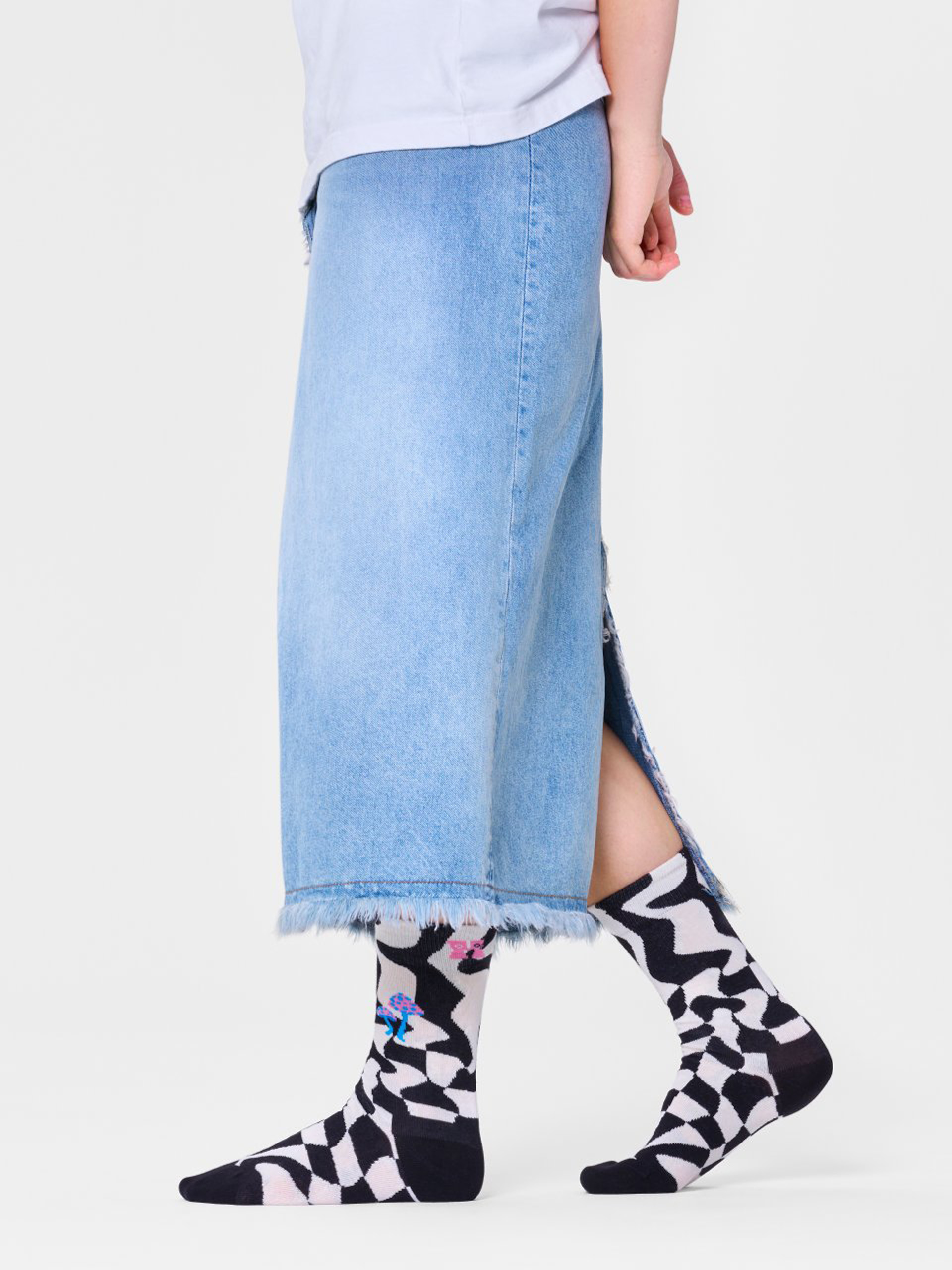 Happy Socks Distorted Check Zokni (black/white)