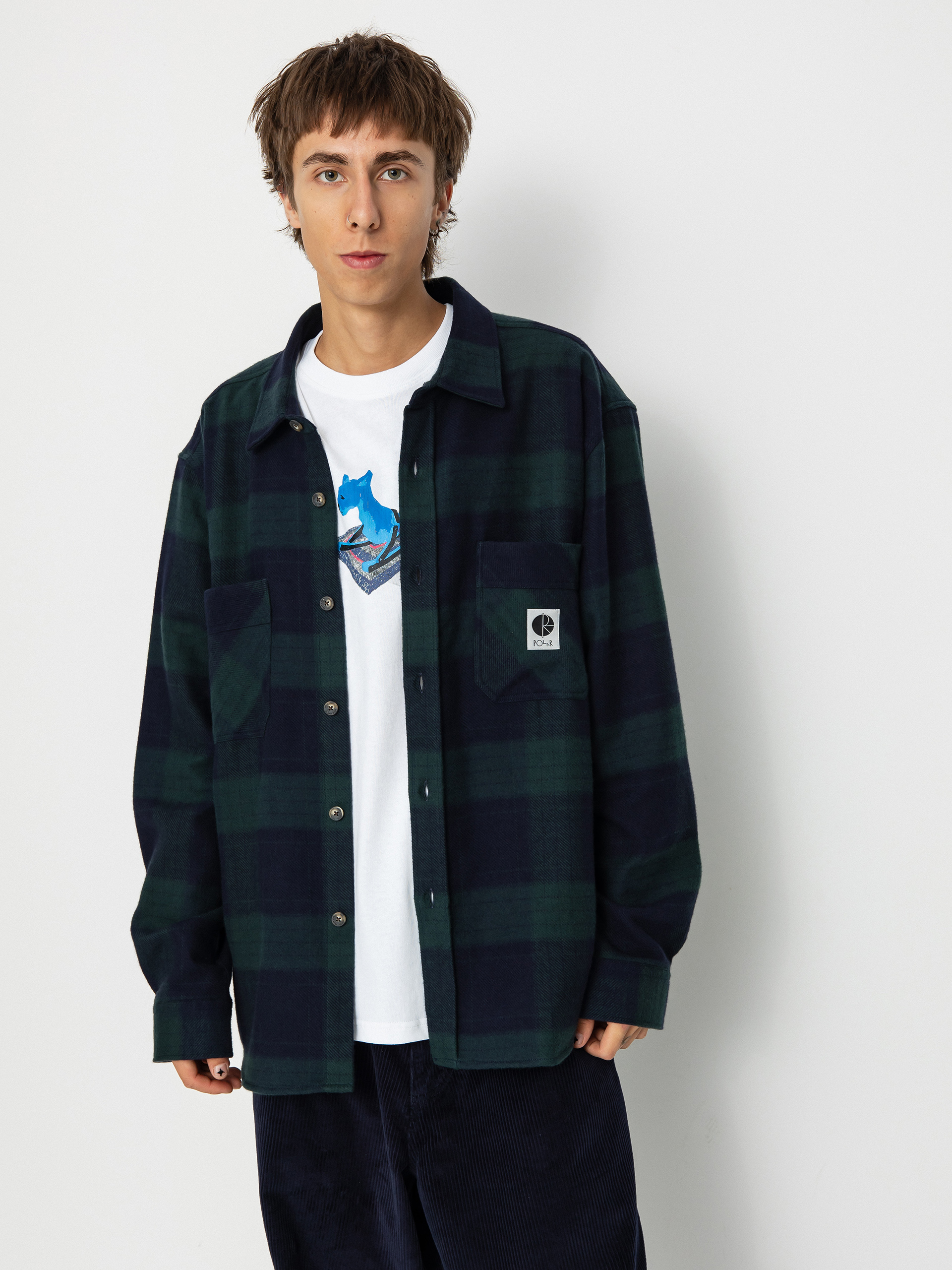 Polar Skate Mike Flannel Ing (navy/teal)