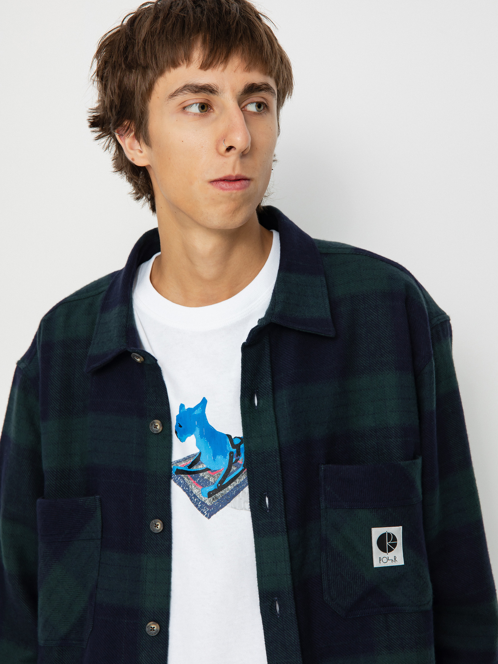 Polar Skate Mike Flannel Ing (navy/teal)