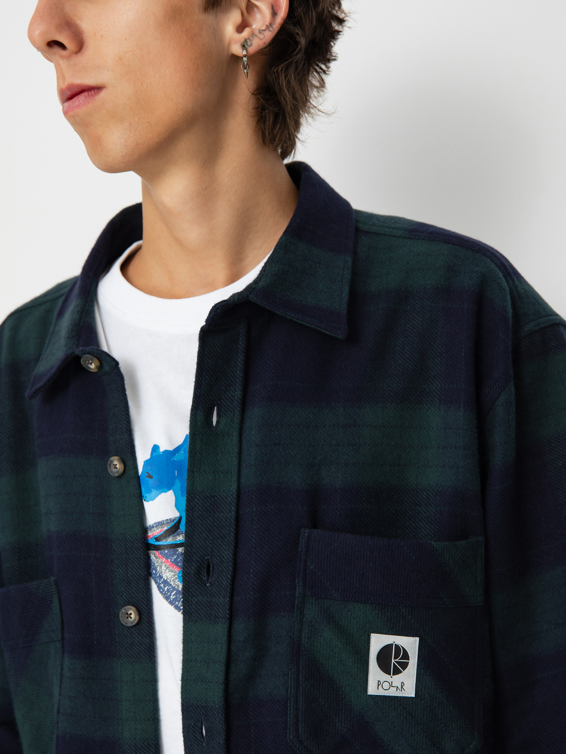 Polar Skate Mike Flannel Ing (navy/teal)