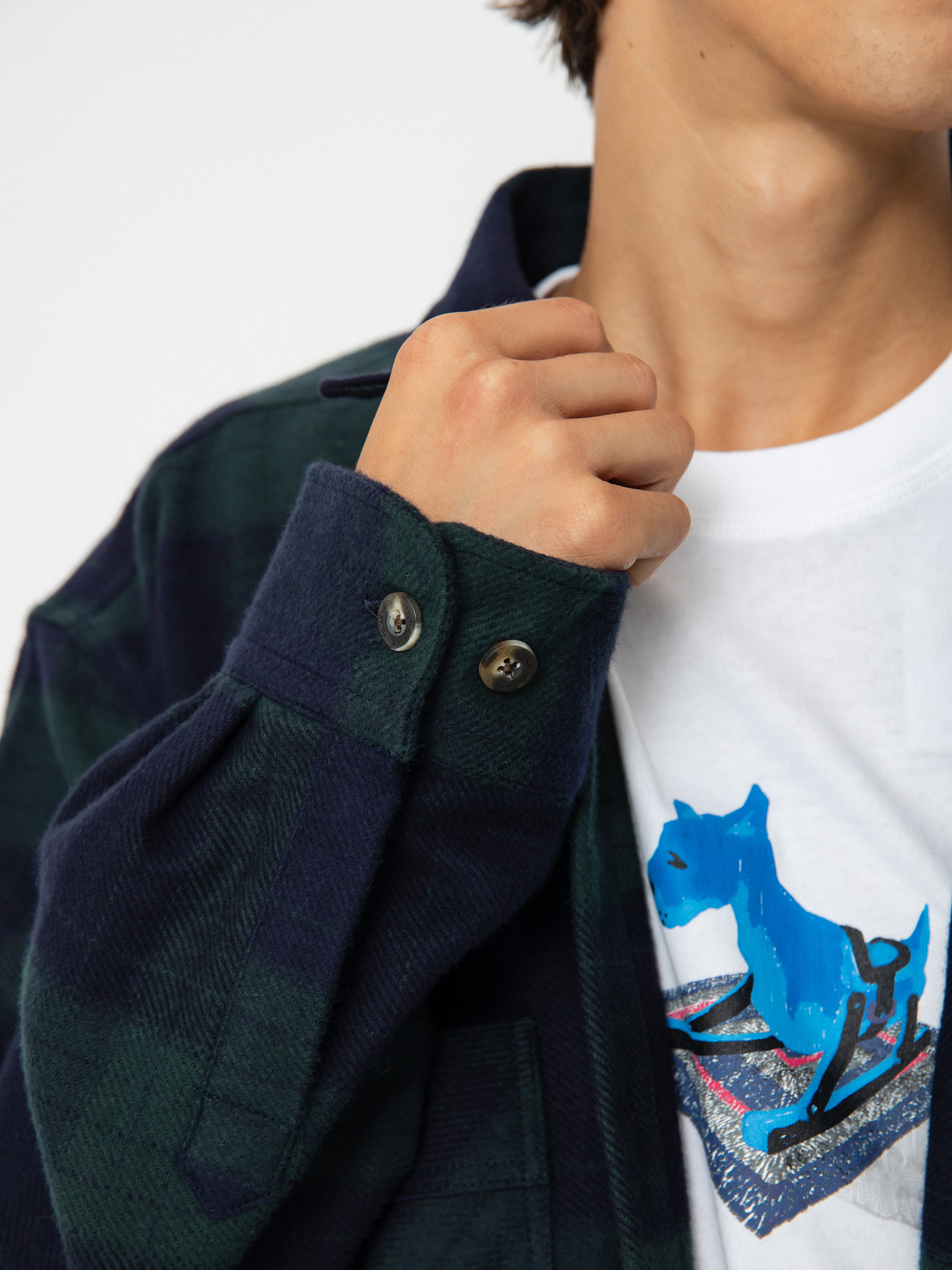 Polar Skate Mike Flannel Ing (navy/teal)
