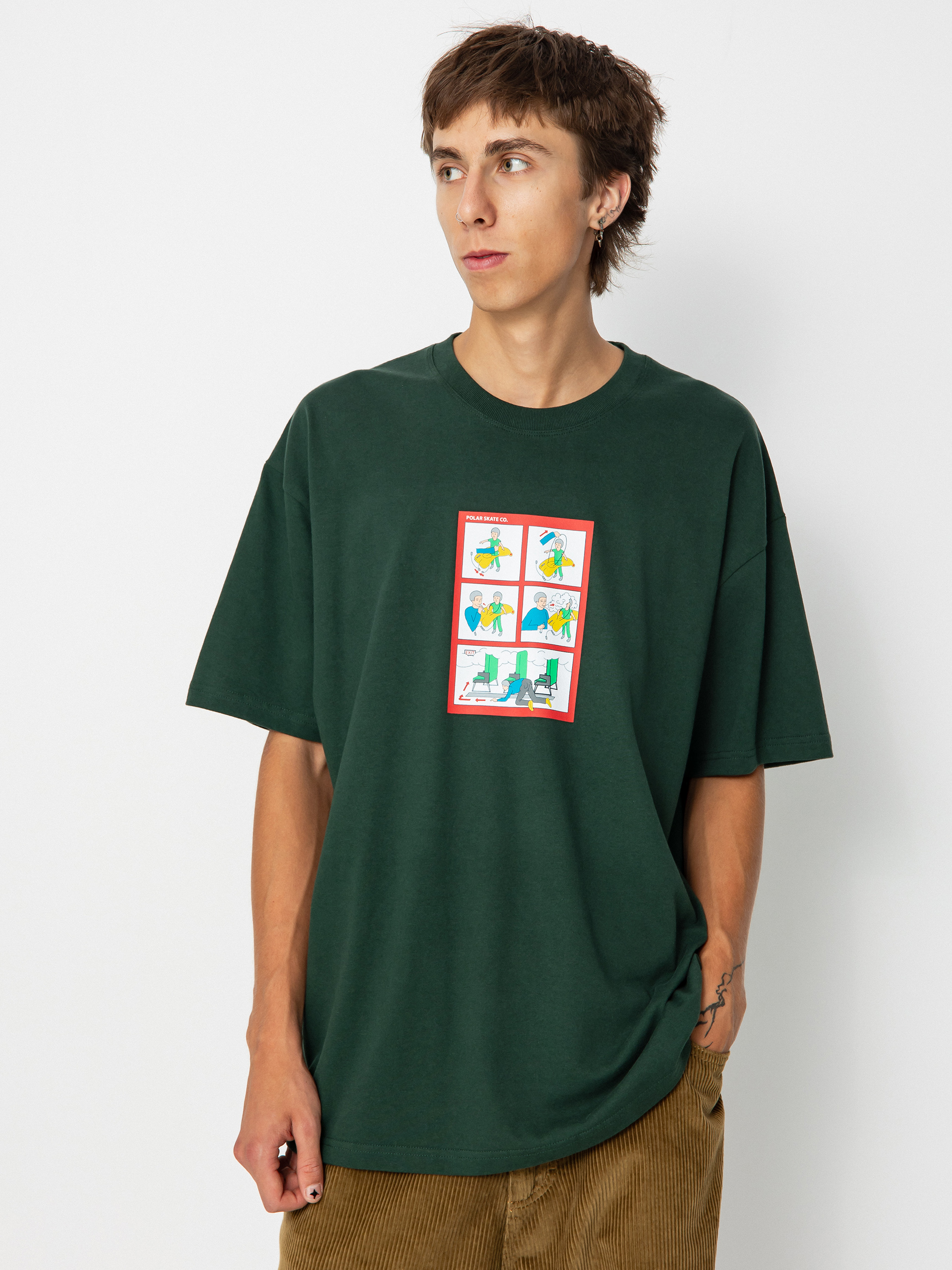 Polar Skate Safety on Board póló (dark green)