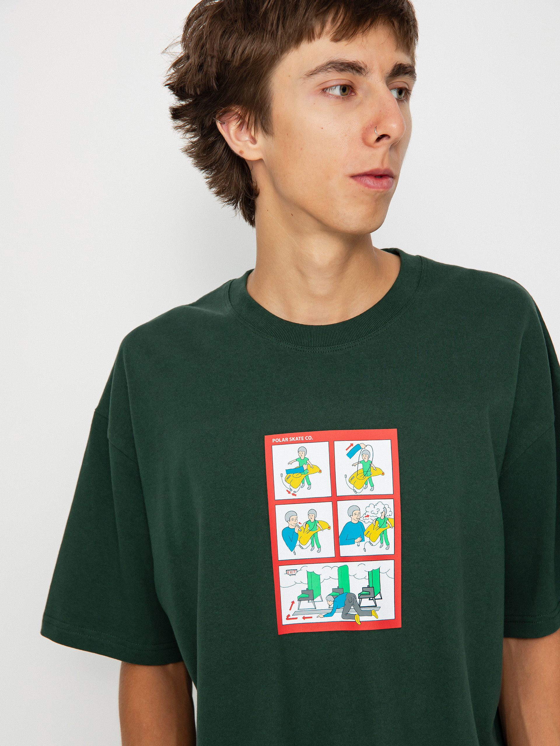 Polar Skate Safety on Board póló (dark green)