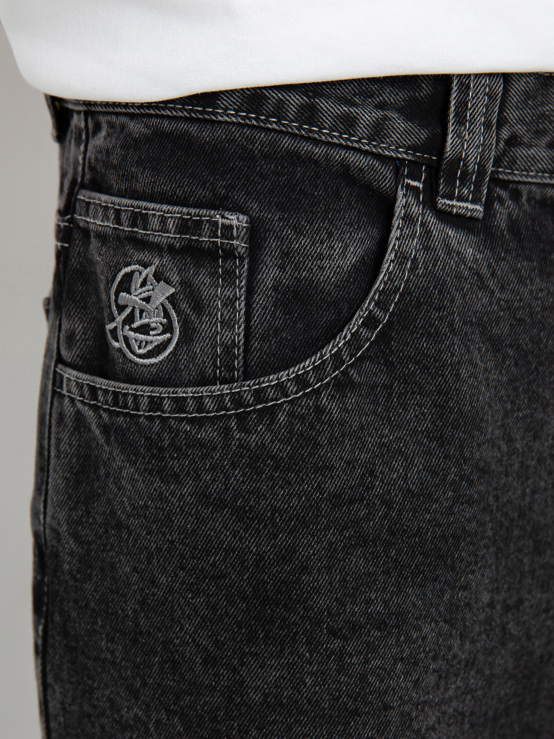 Polar Skate 93! Denim Kisnadrág (silver black)