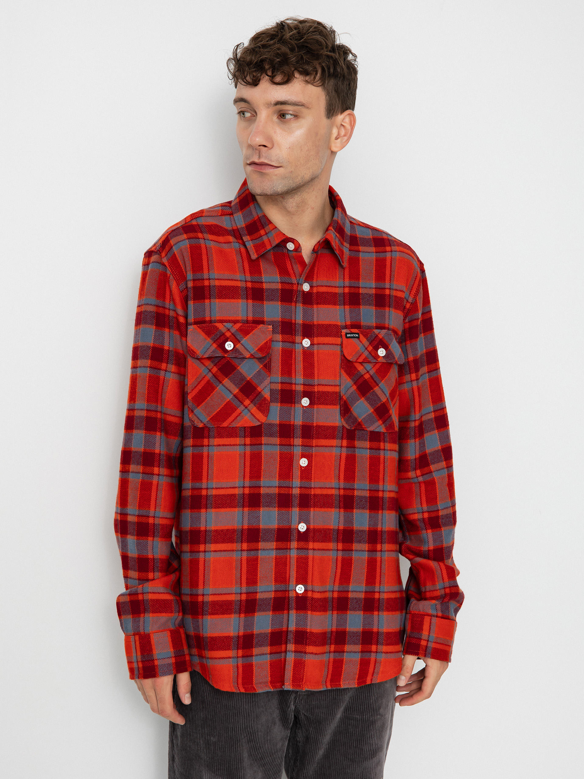 Brixton Bowery Flannel Ls Ing (barn red/flint blue/dark burgu)