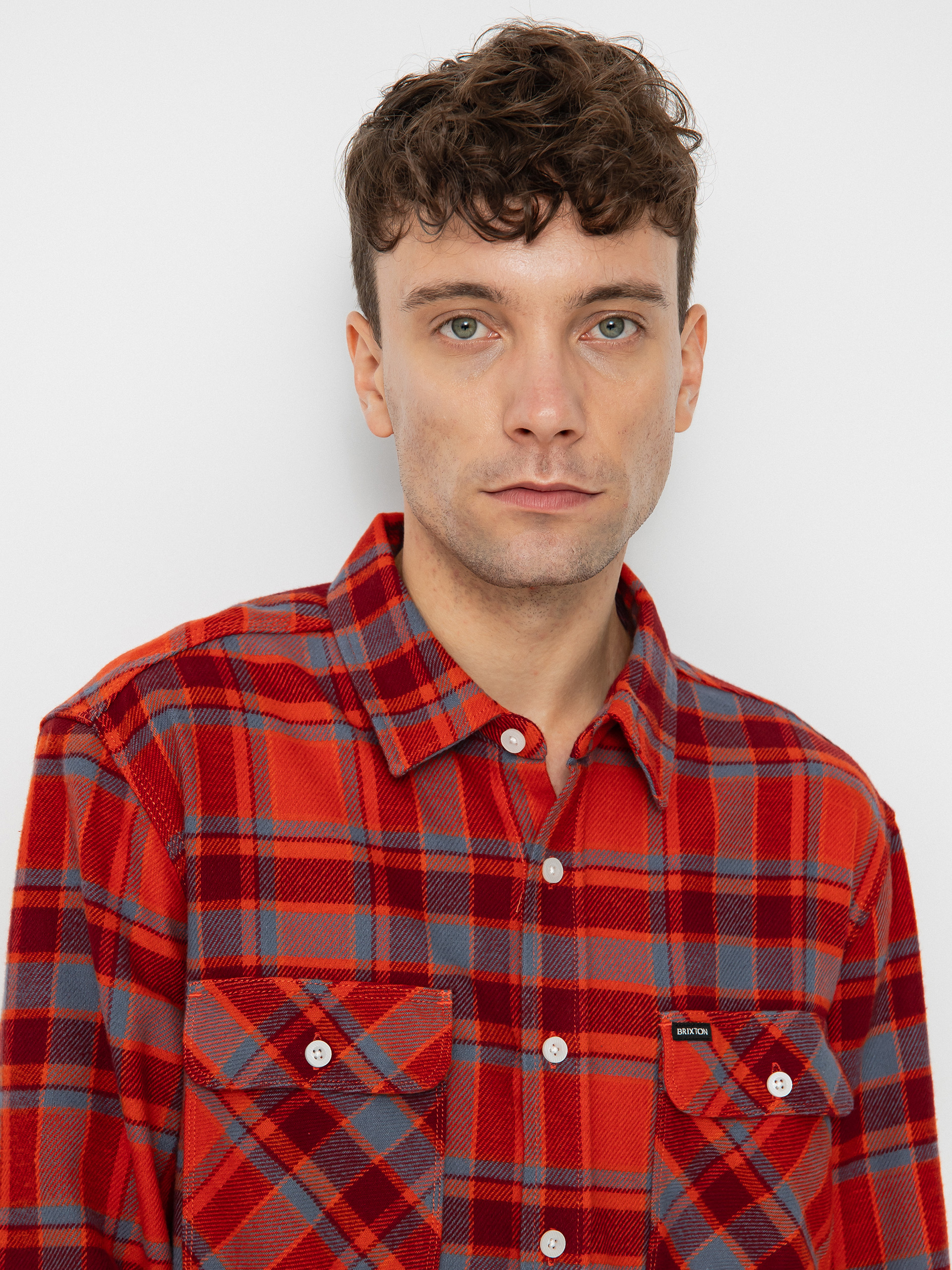 Brixton Bowery Flannel Ls Ing (barn red/flint blue/dark burgu)
