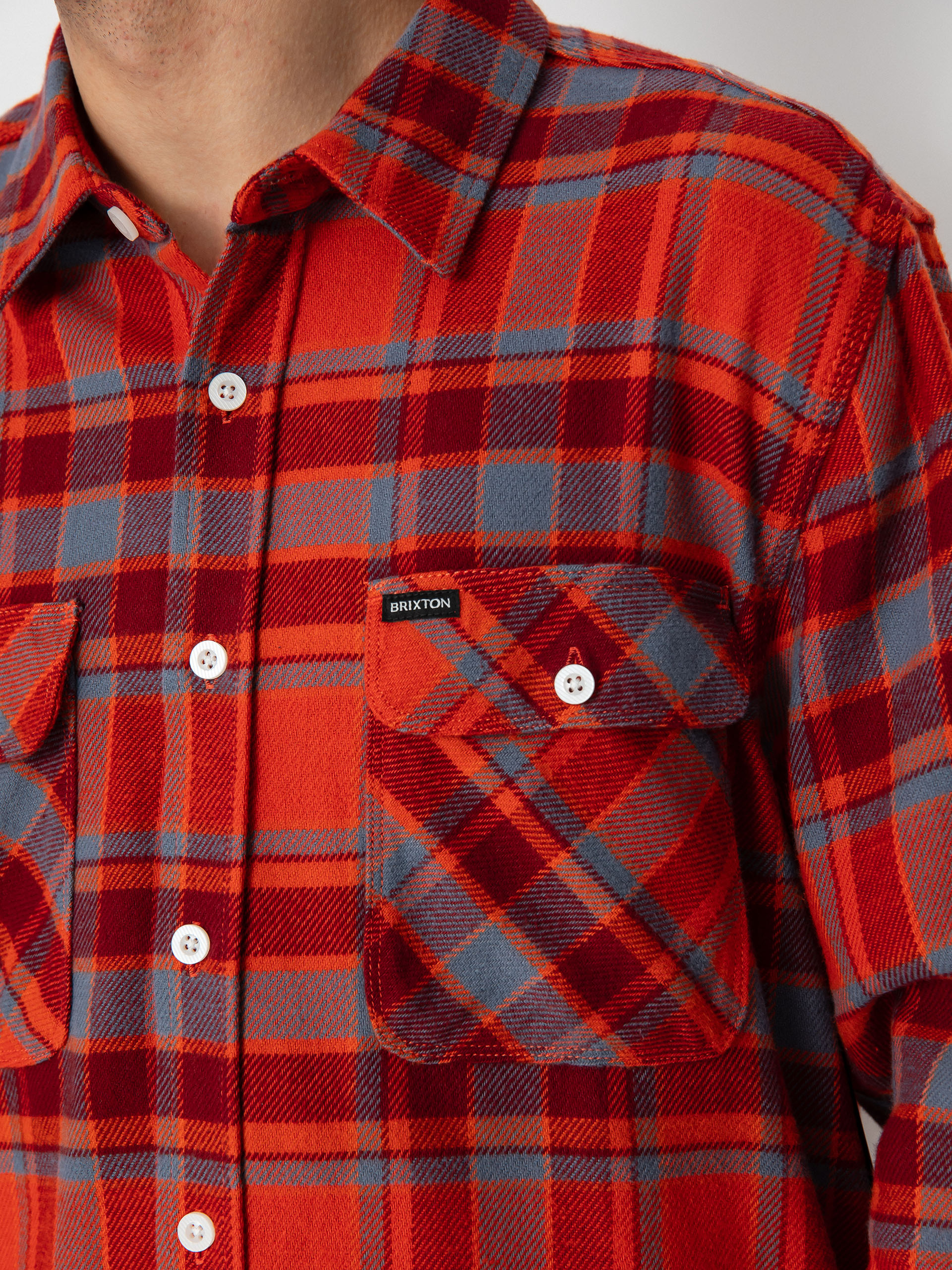Brixton Bowery Flannel Ls Ing (barn red/flint blue/dark burgu)