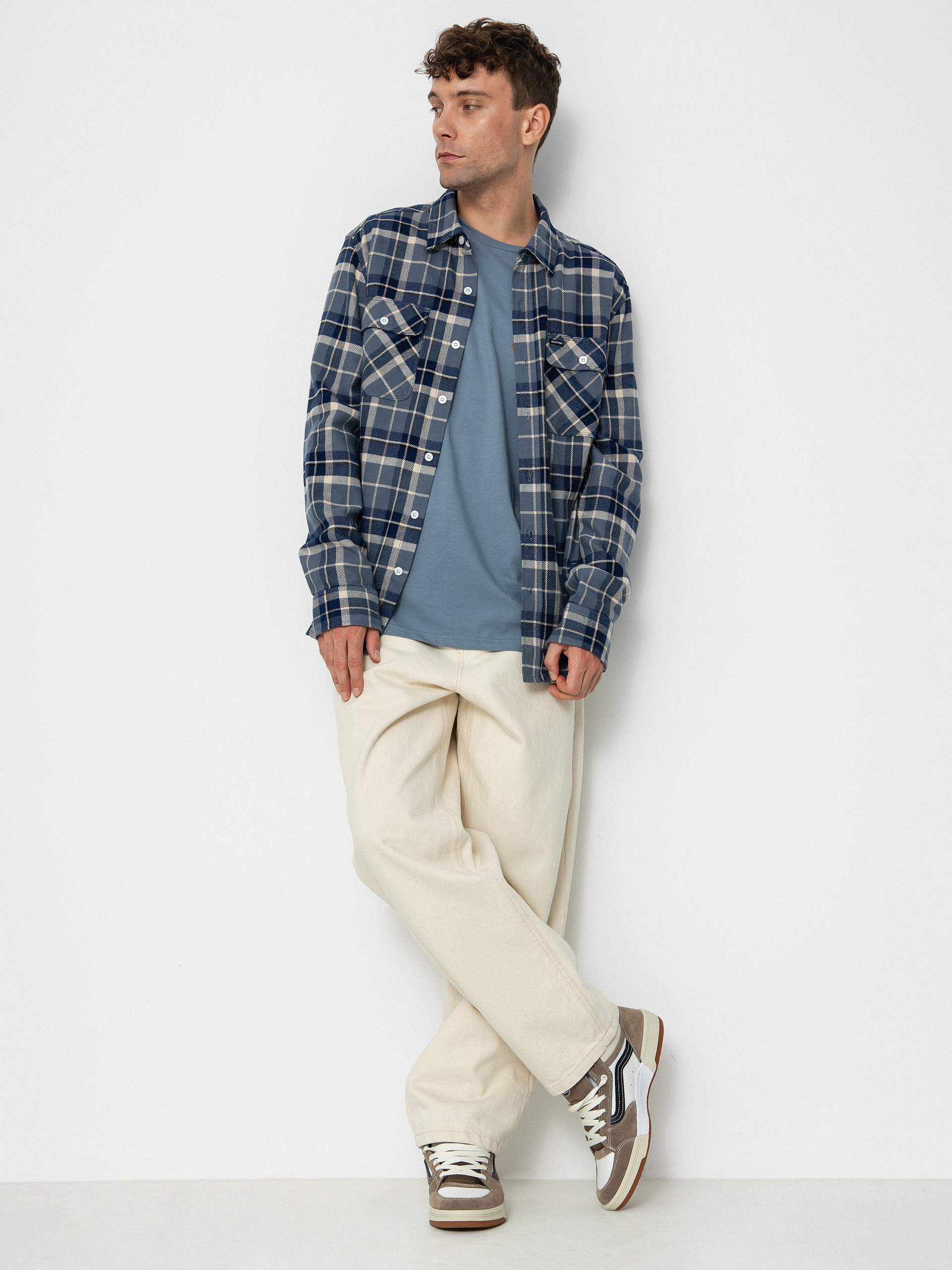 Brixton Bowery Flannel Ls Ing (flint blue/twilight blue/beige)