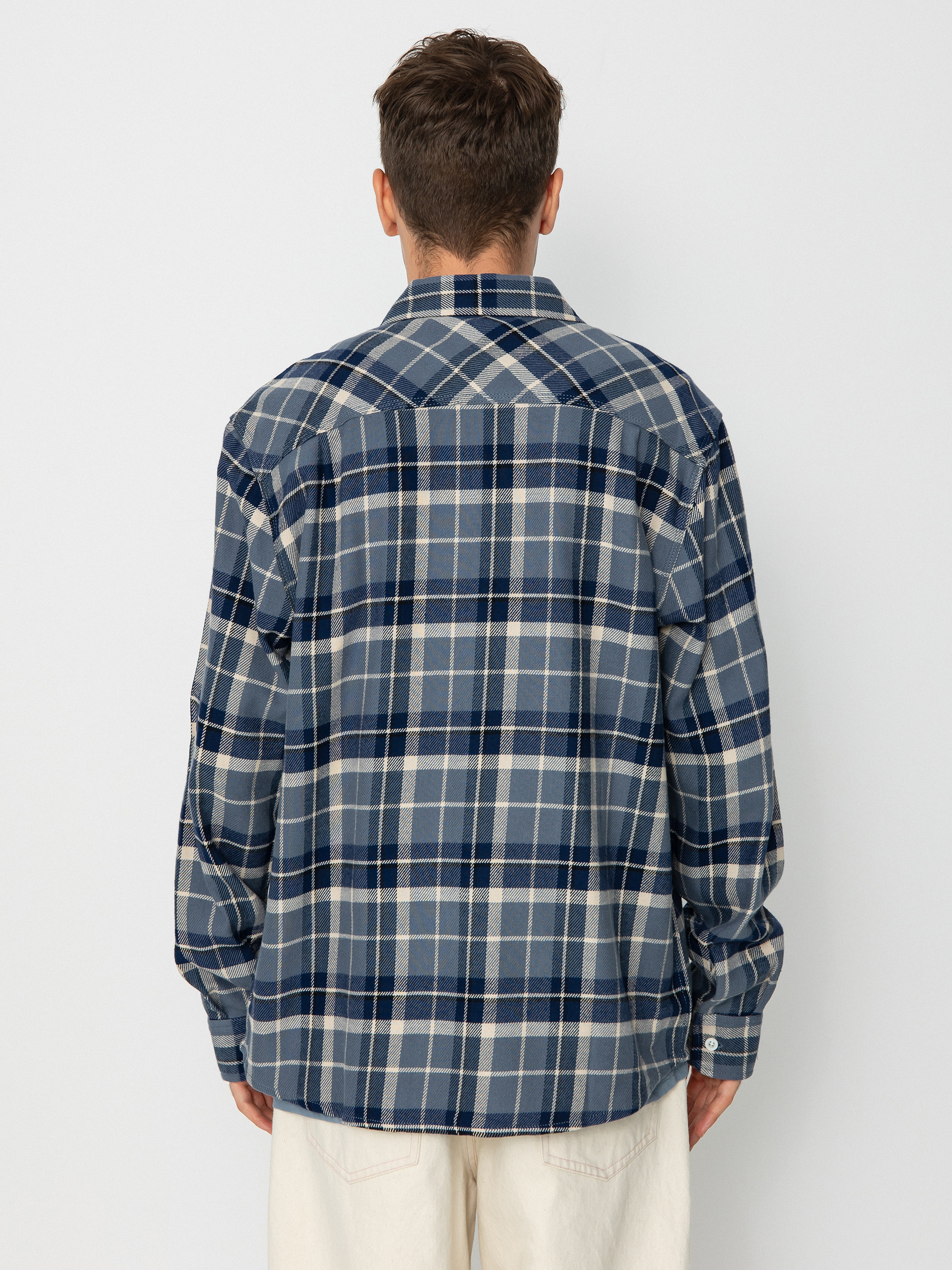 Brixton Bowery Flannel Ls Ing (flint blue/twilight blue/beige)