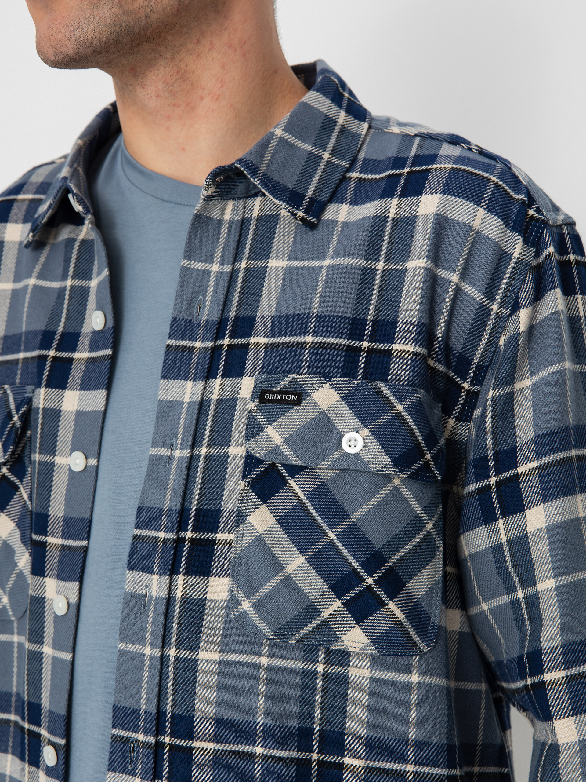 Brixton Bowery Flannel Ls Ing (flint blue/twilight blue/beige)