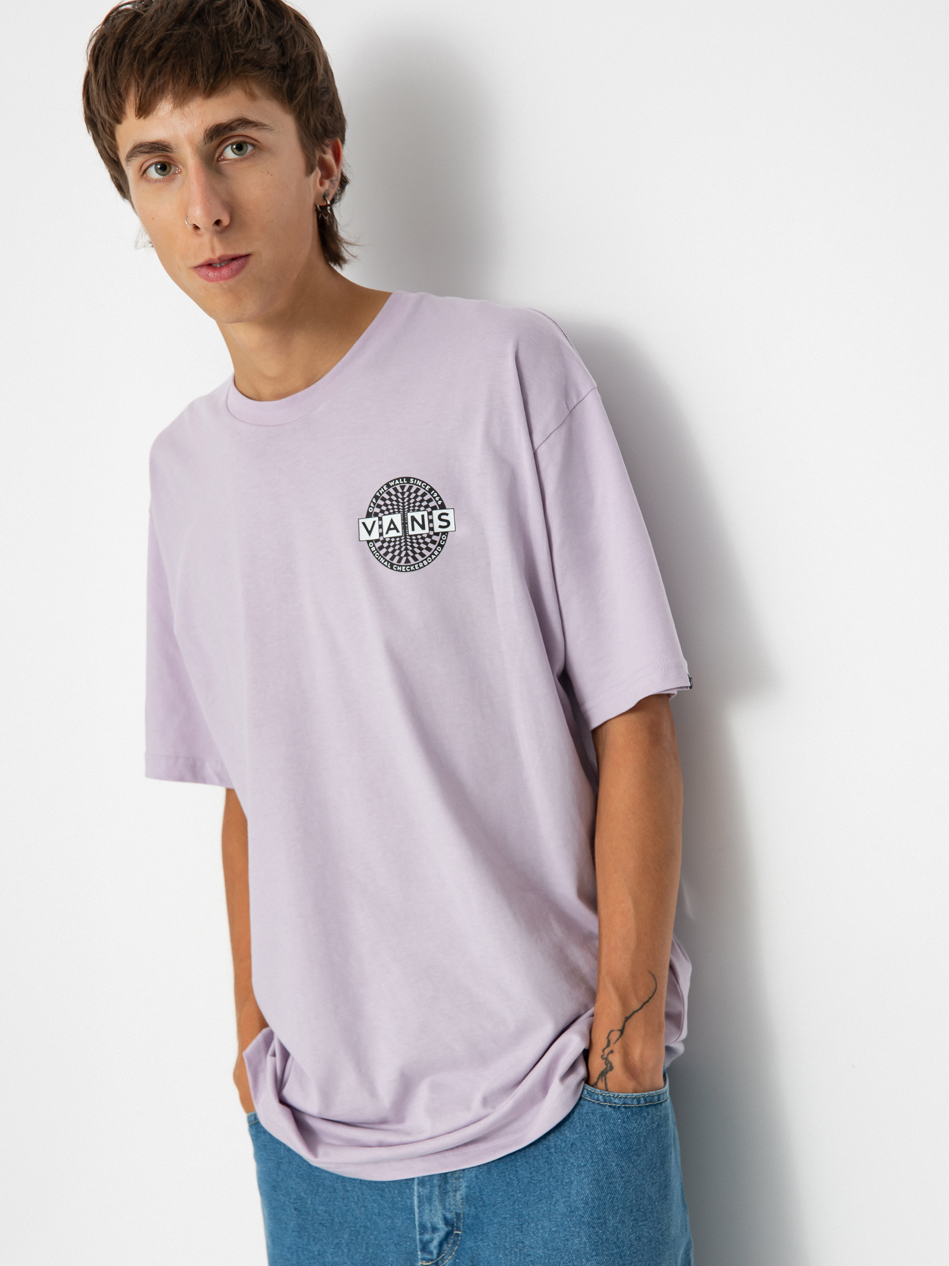 Vans Warped Checkerboard Logo póló (lavender frost)