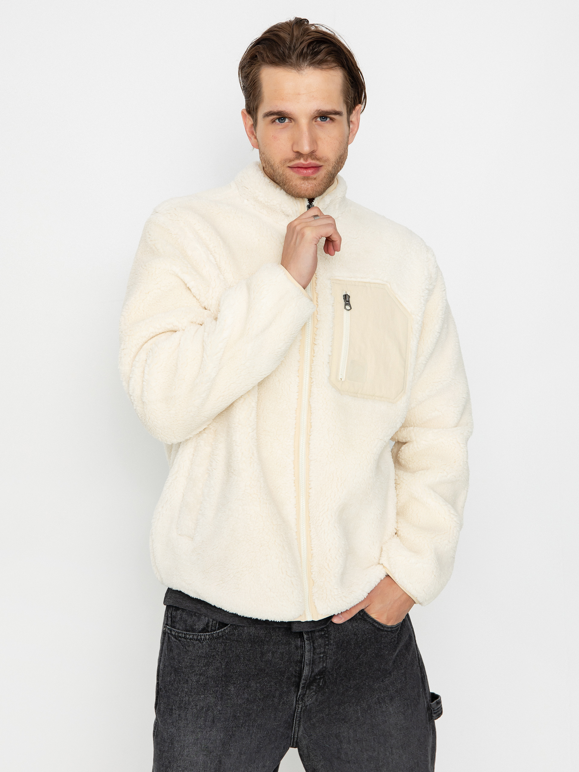 Férfi Volcom Muzzer Fuzzar Zip Kapucnis pulóver (dirty white)