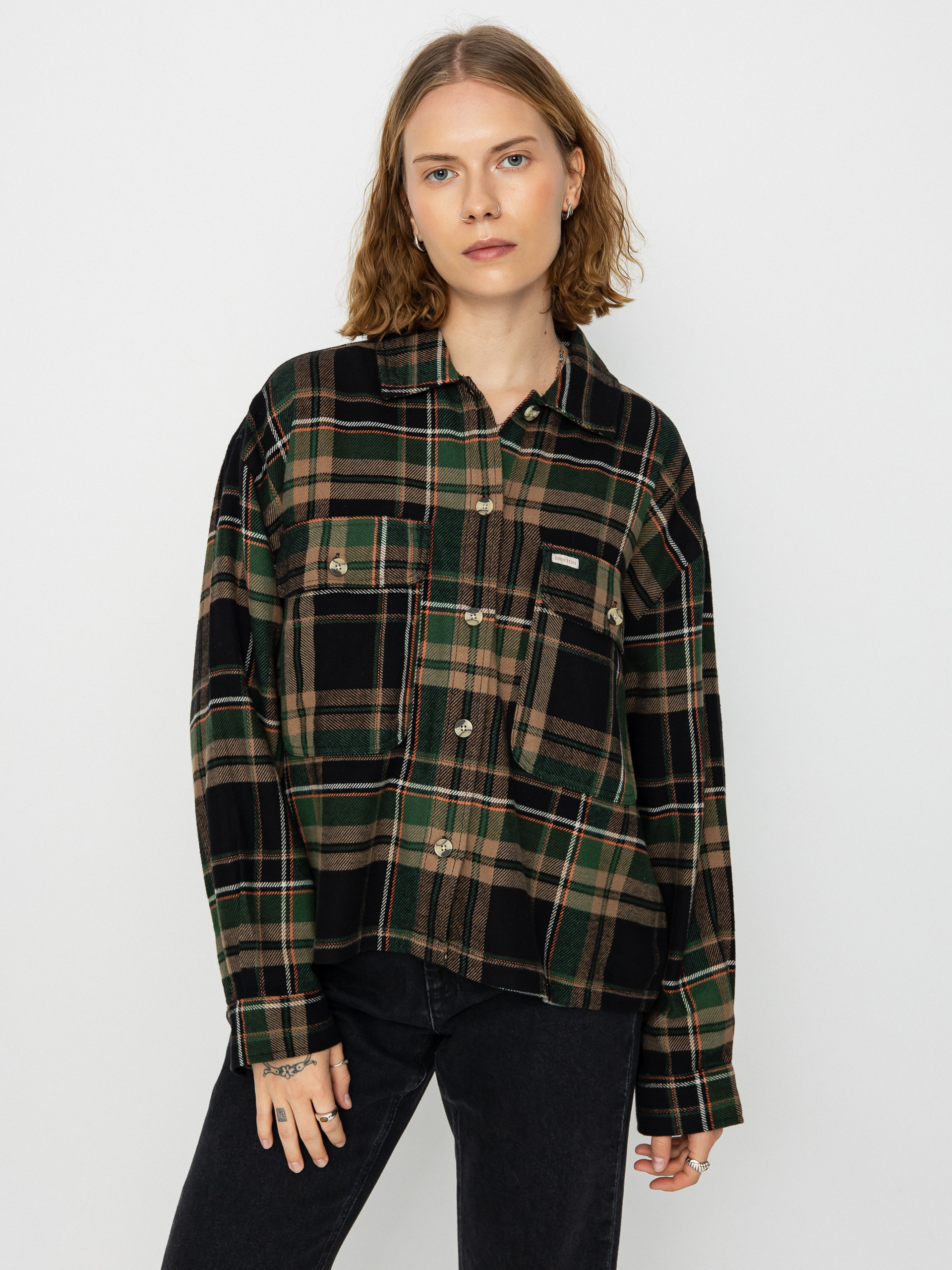 Brixton Bowery Flannel Ls Ing Wmn (black/pine needle)