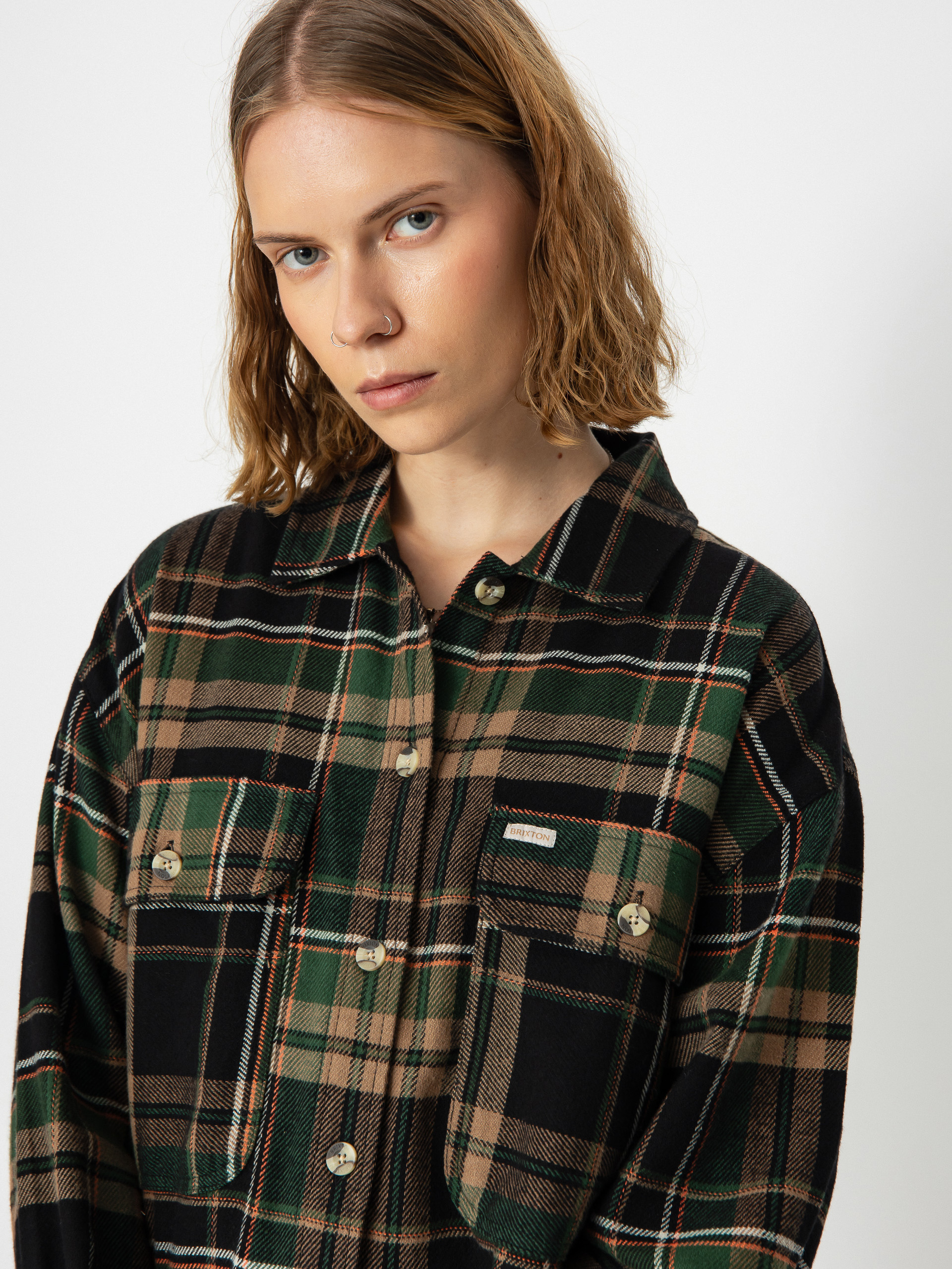 Brixton Bowery Flannel Ls Ing Wmn (black/pine needle)