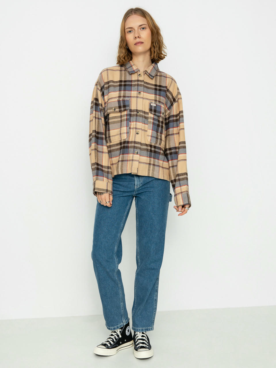 Brixton Bowery Flannel Ls Ing Wmn (sesame/flint blue)