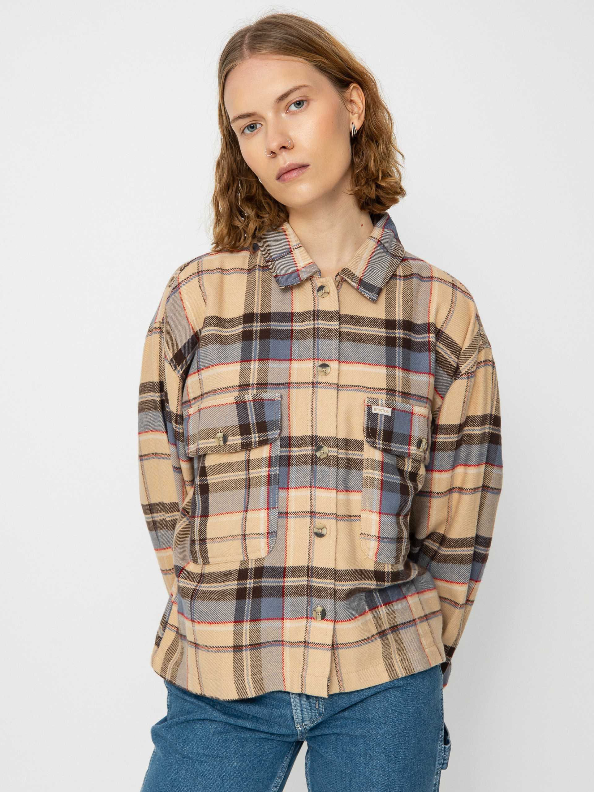 Brixton Bowery Flannel Ls Ing Wmn (sesame/flint blue)