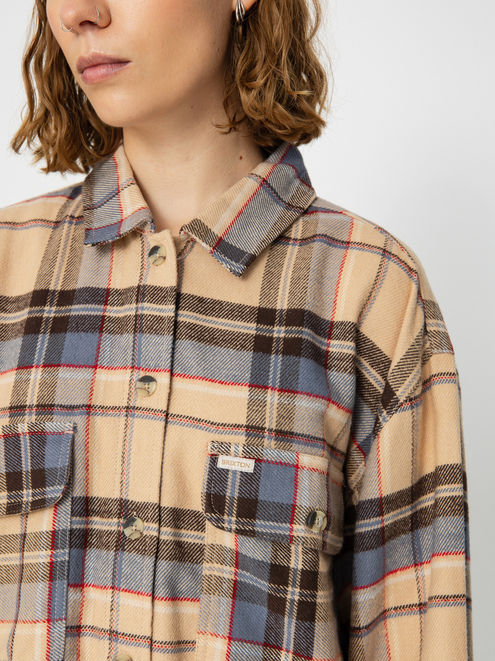 Brixton Bowery Flannel Ls Ing Wmn (sesame/flint blue)