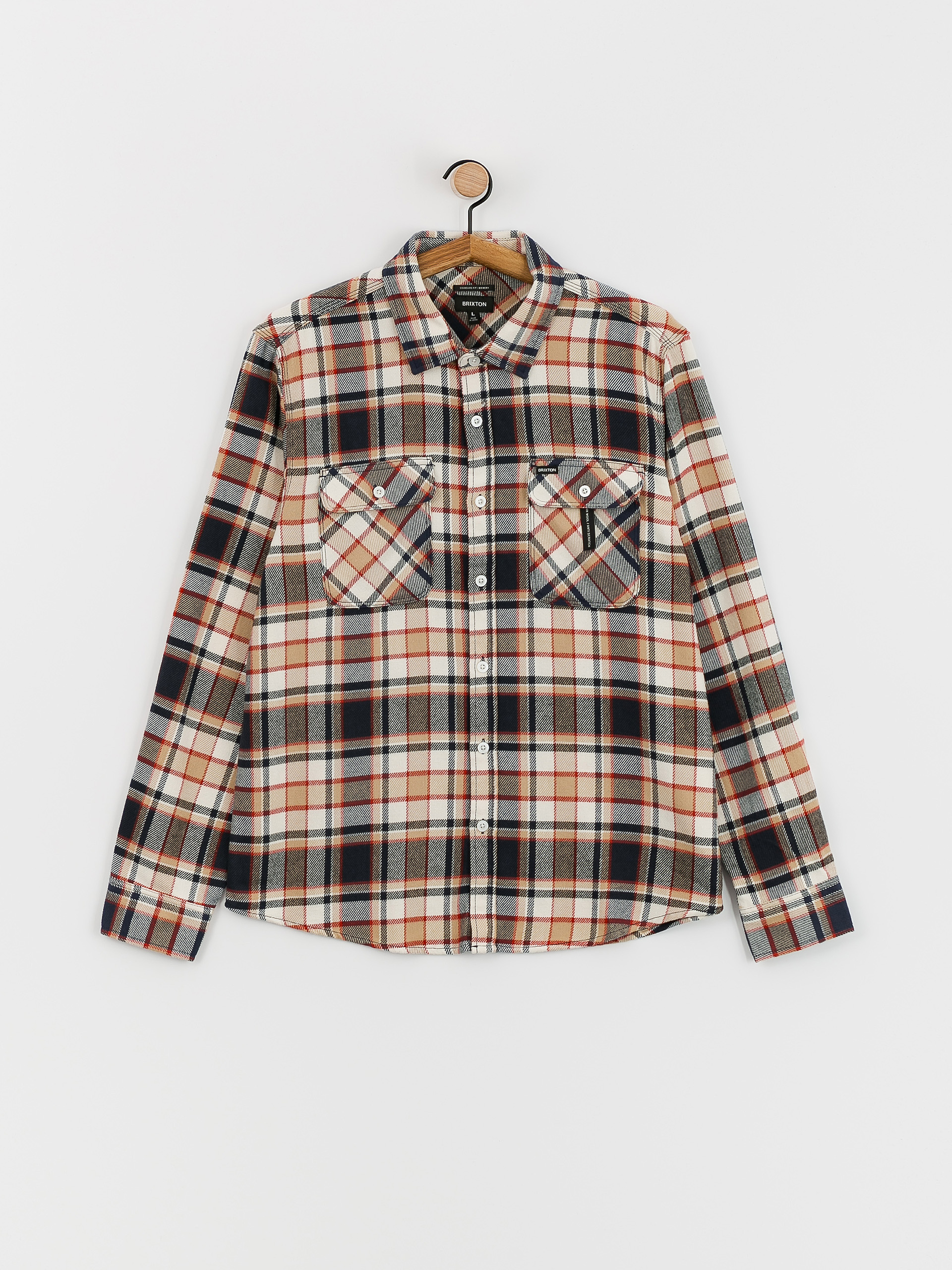 Brixton Bowery Flannel Ls Ing (washed navy/barn red/off white)