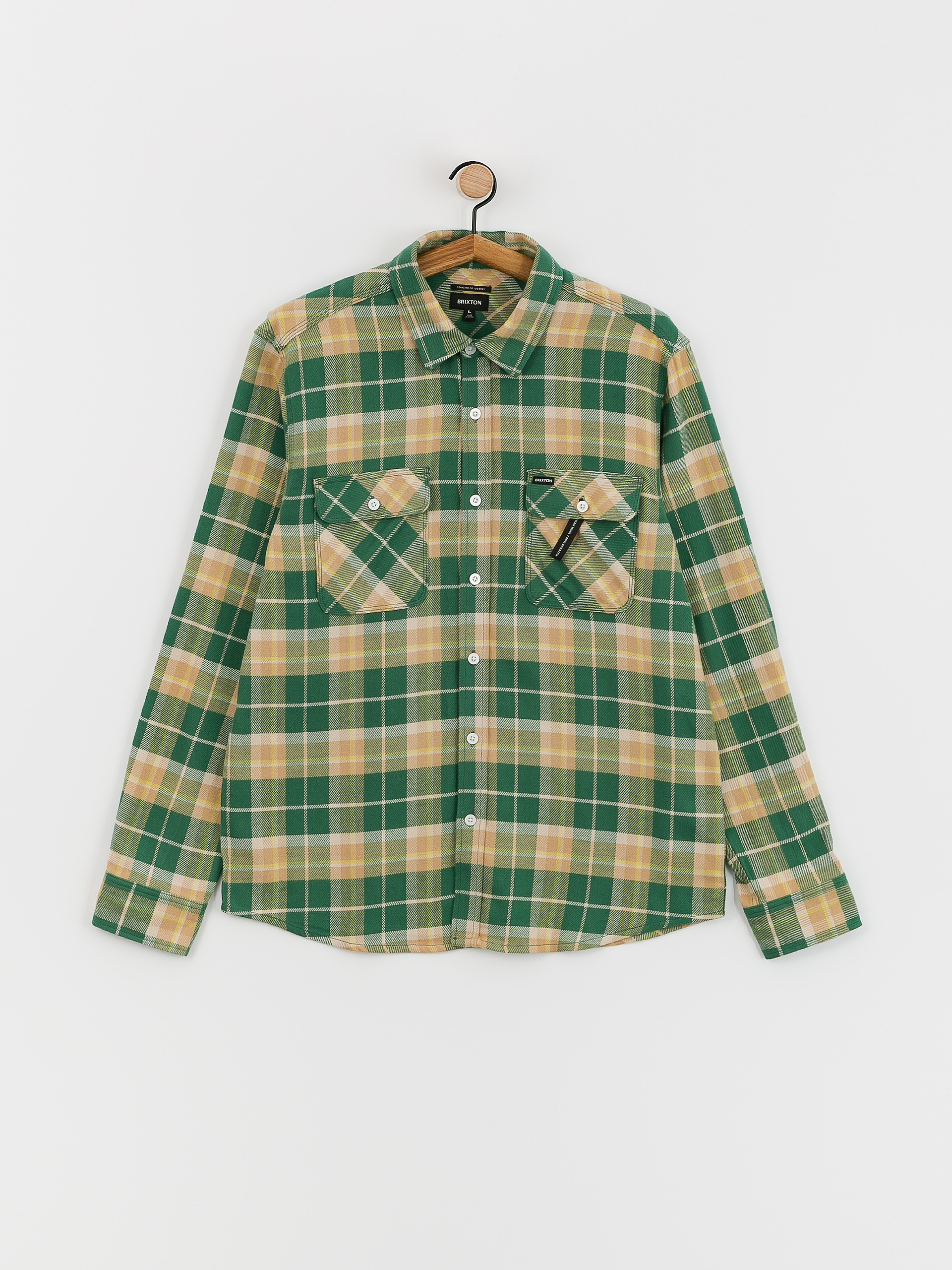 Brixton Bowery Flannel Ls Ing (washed pine needle/washed gold)