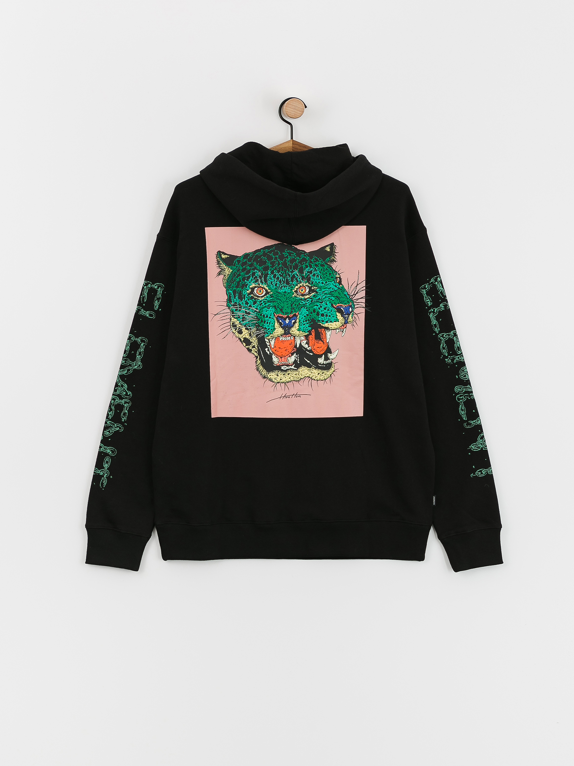 Element Hirotton Leopard Kapucnis pulóver (flint black)