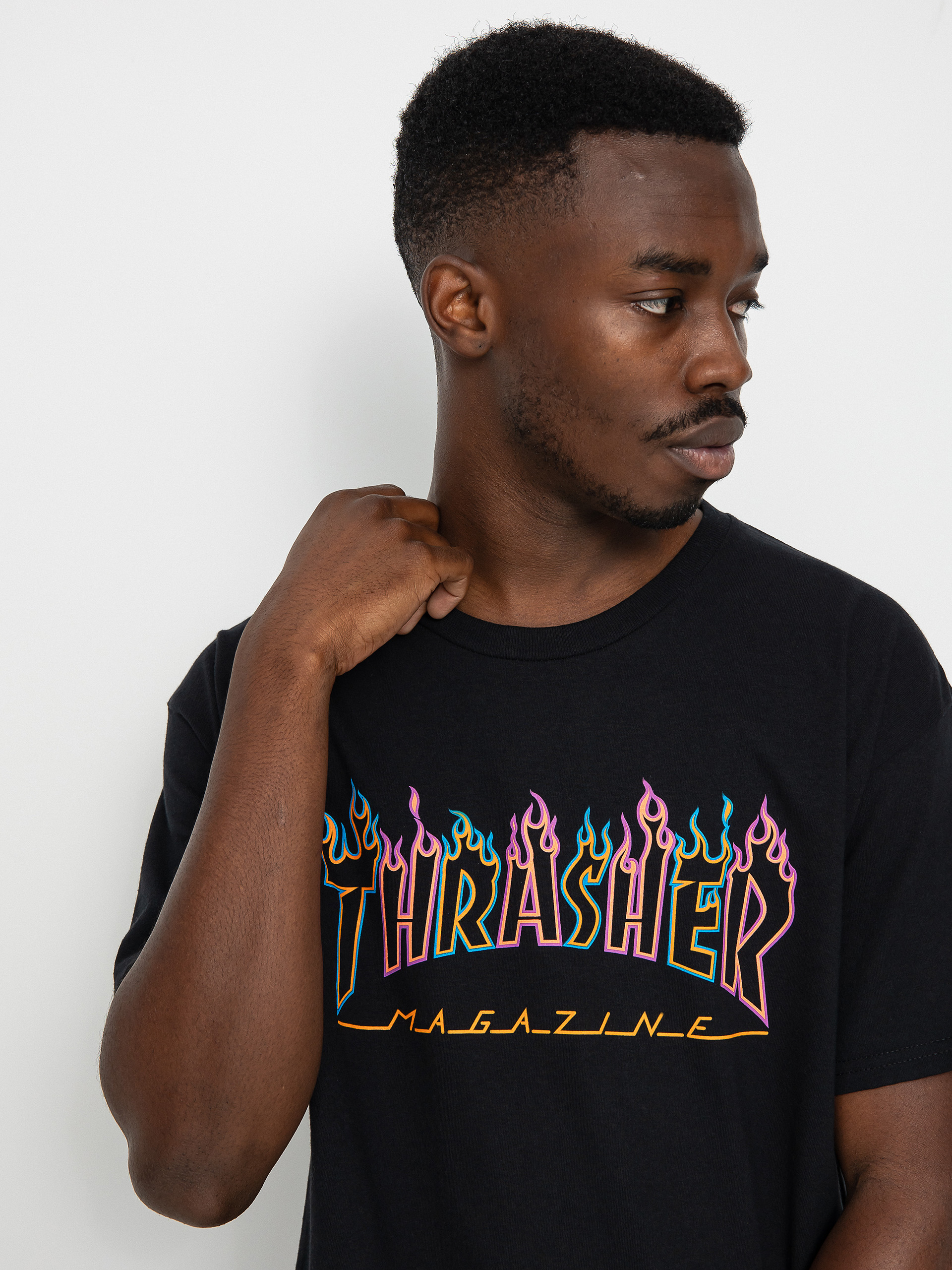 Thrasher Double Flame Neon póló (black)