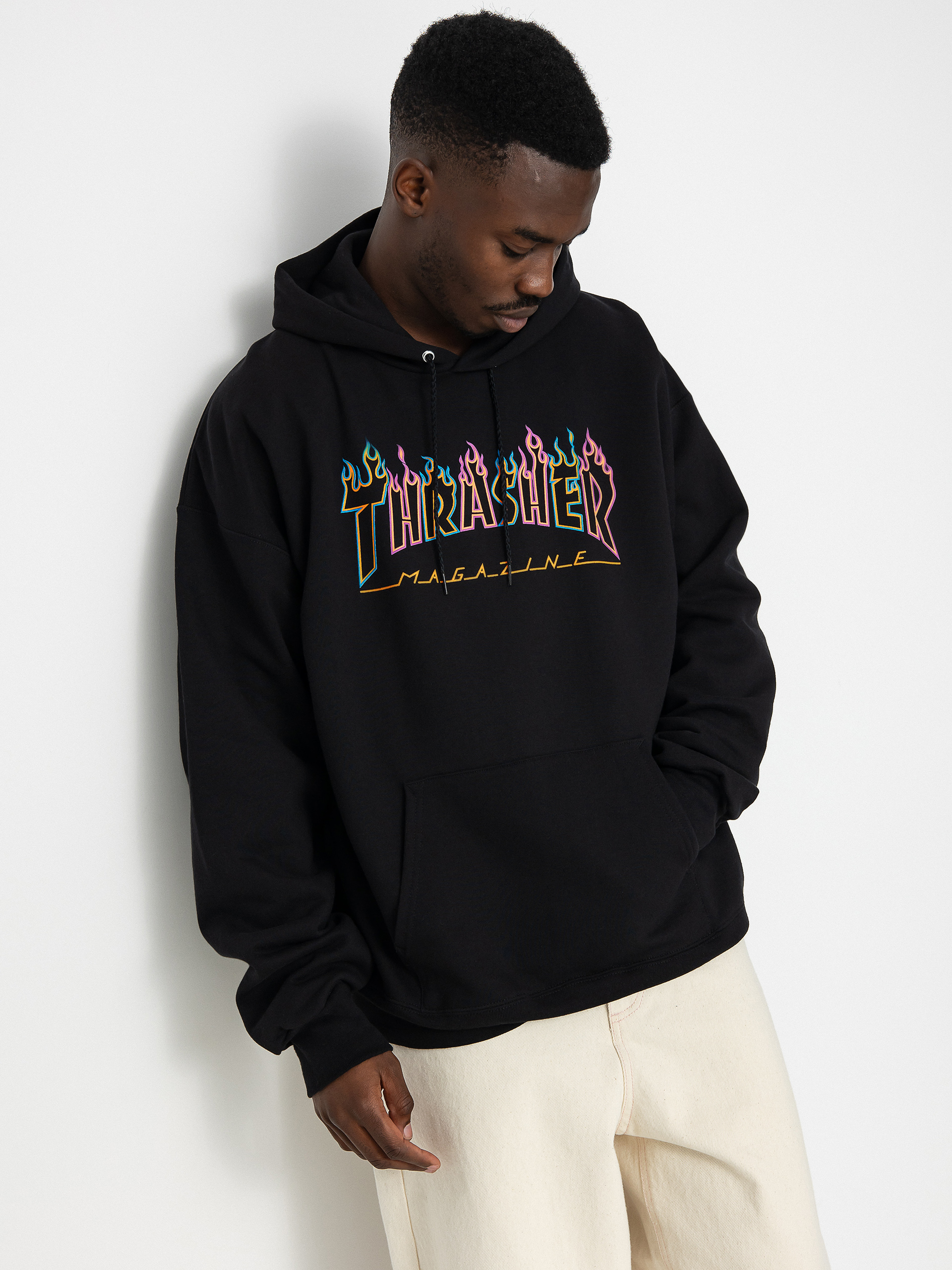 Thrasher Double Flame Neon Pulóver (black)