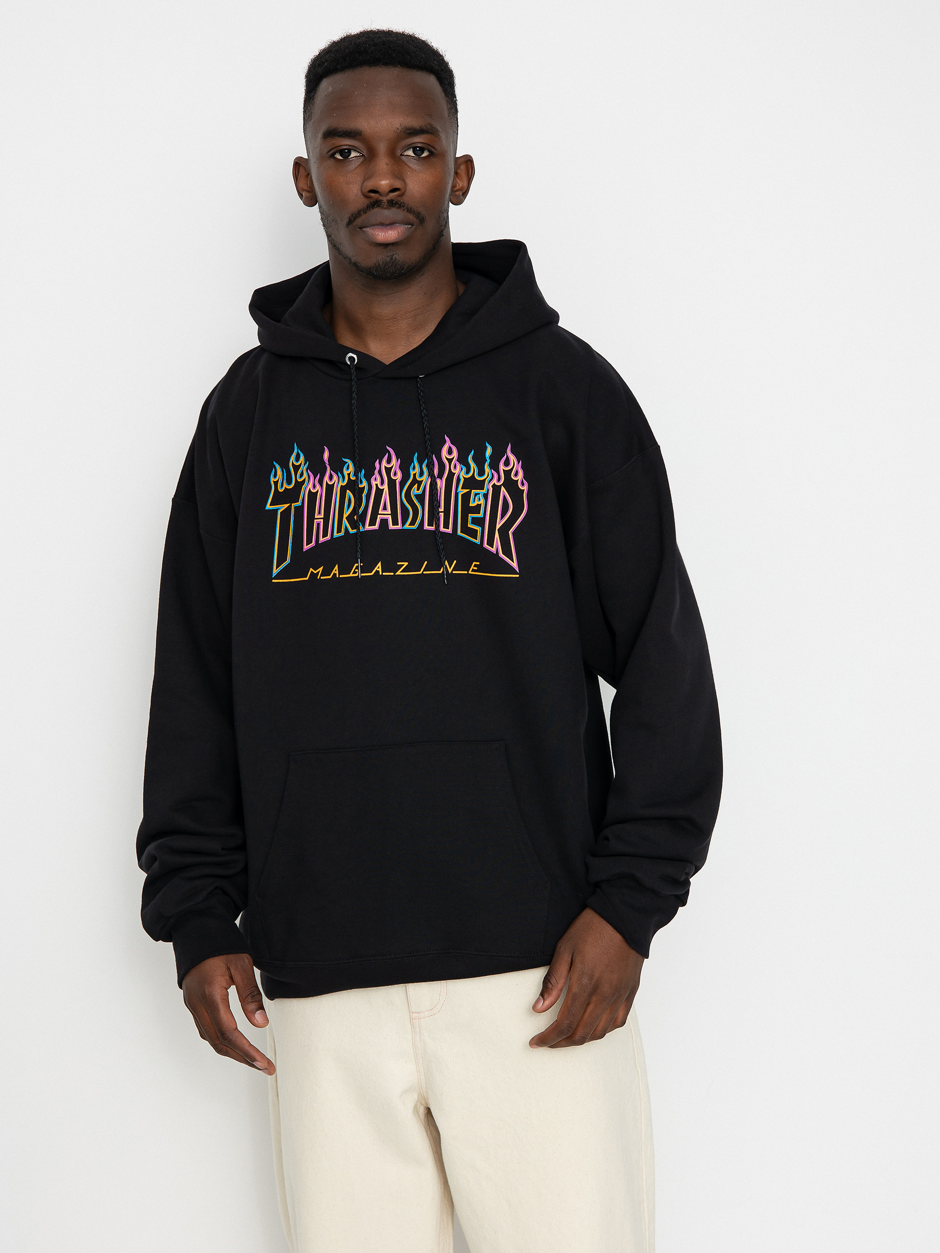 Thrasher Double Flame Neon Pulóver (black)