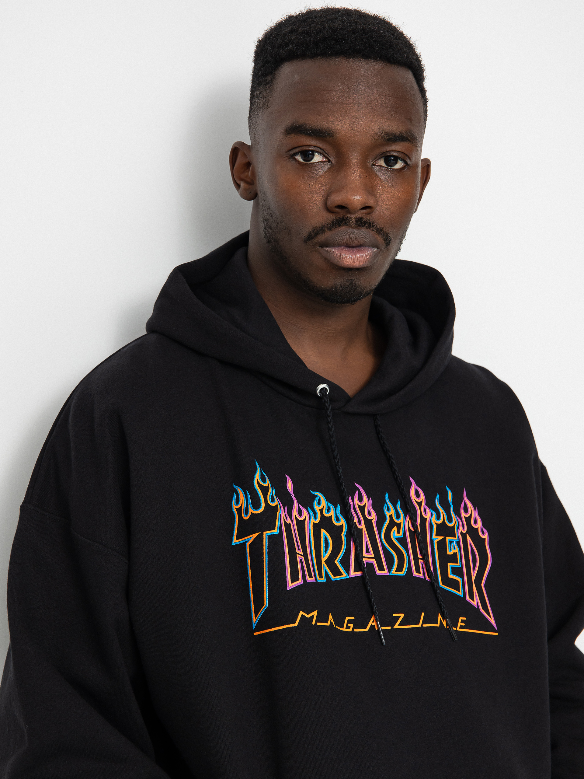 Thrasher Double Flame Neon Pulóver (black)