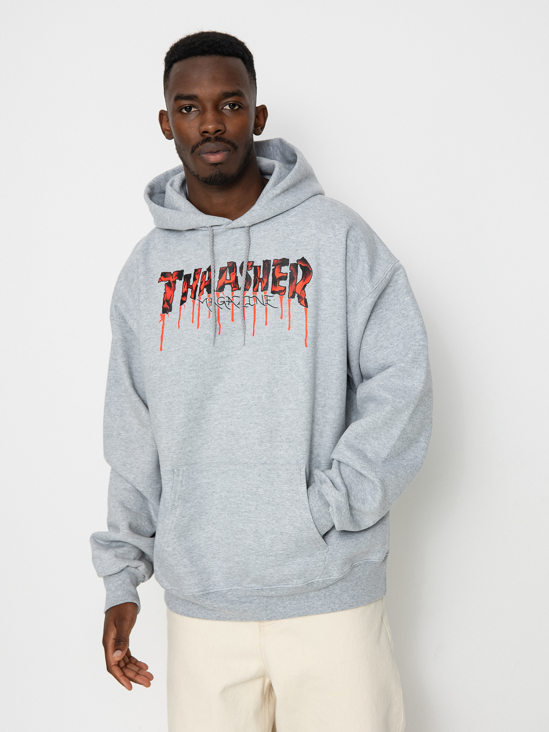 Thrasher Blood Drip HD Kapucnis pulóver (grey)