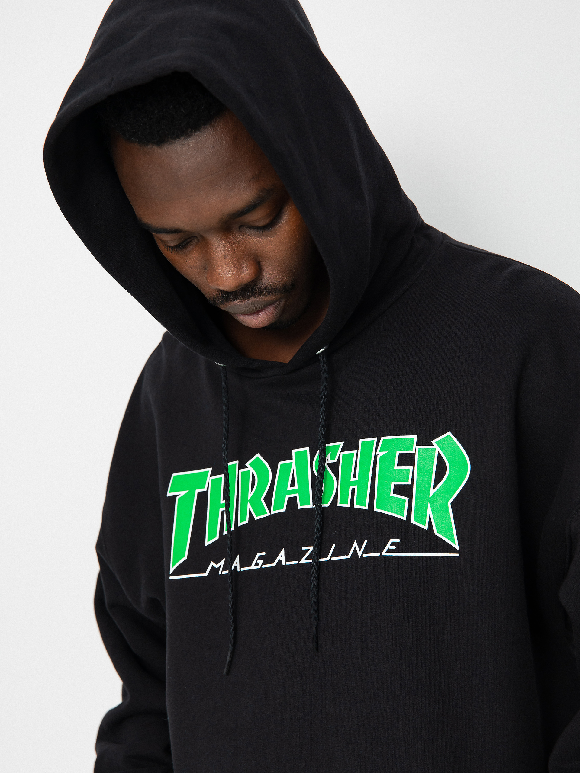 Thrasher Outlined HD Kapucnis pulóver (black/green)