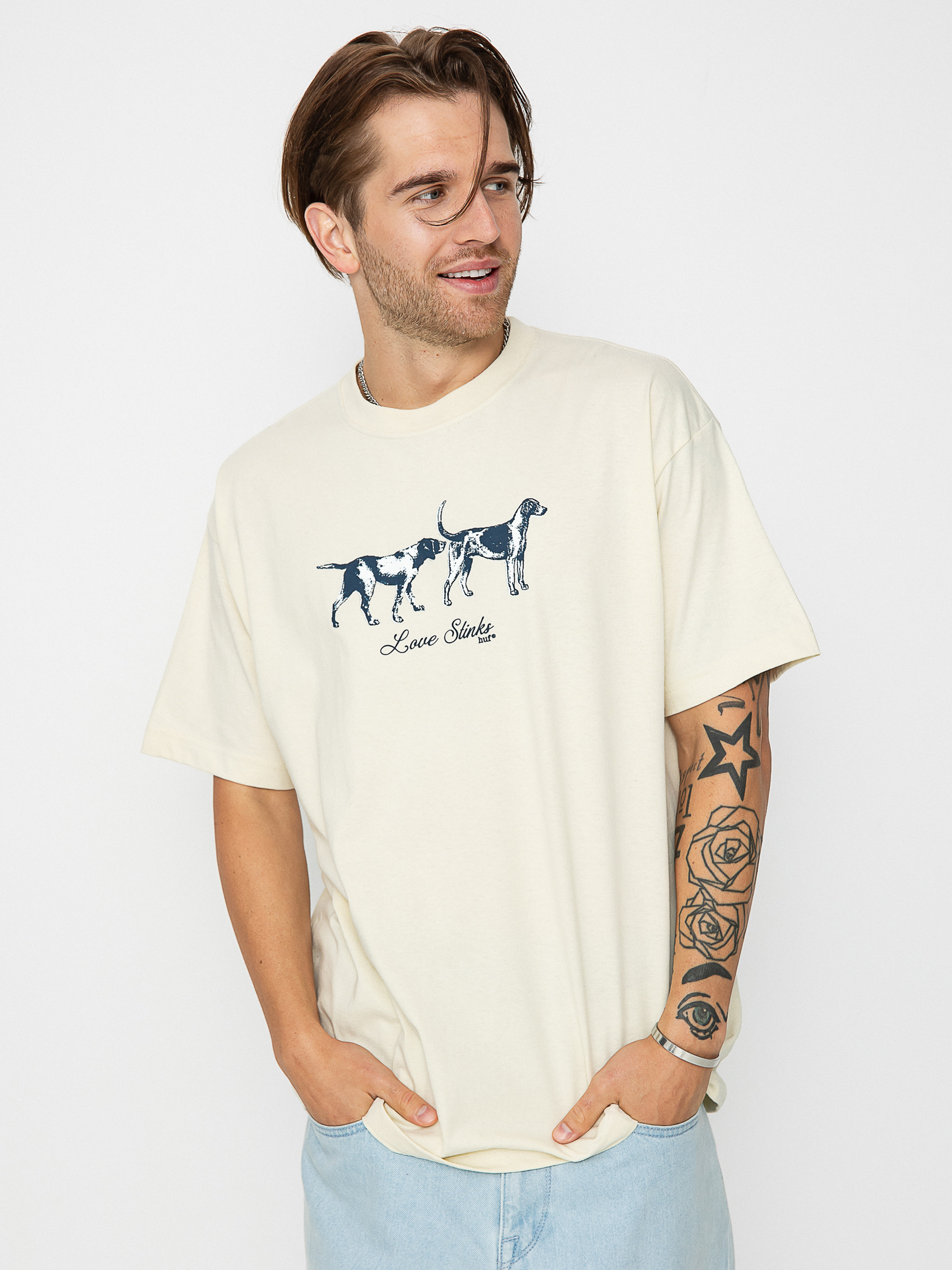 HUF Love Stinks póló (bone)