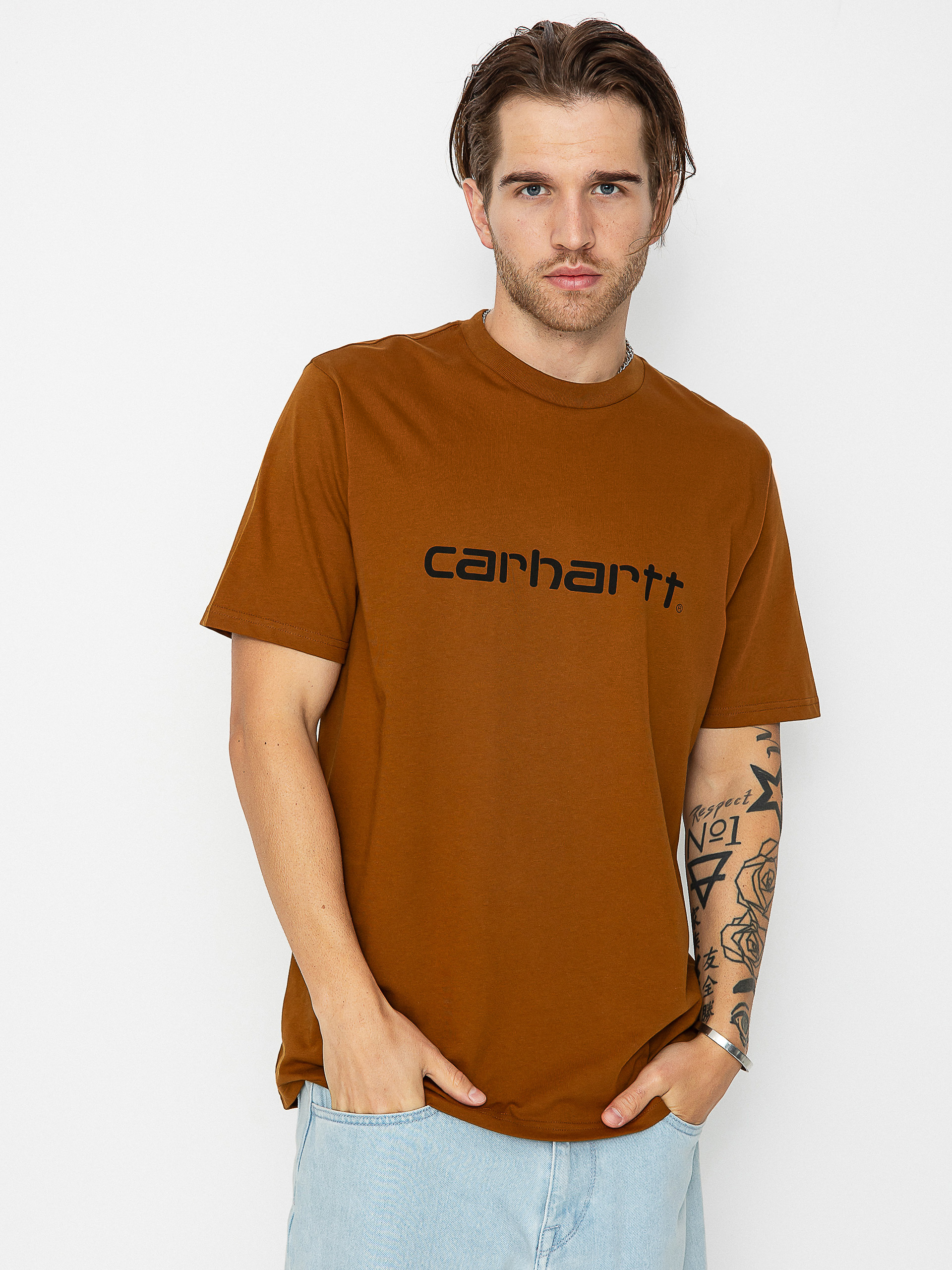 Carhartt WIP Script póló (deep h brown/black)