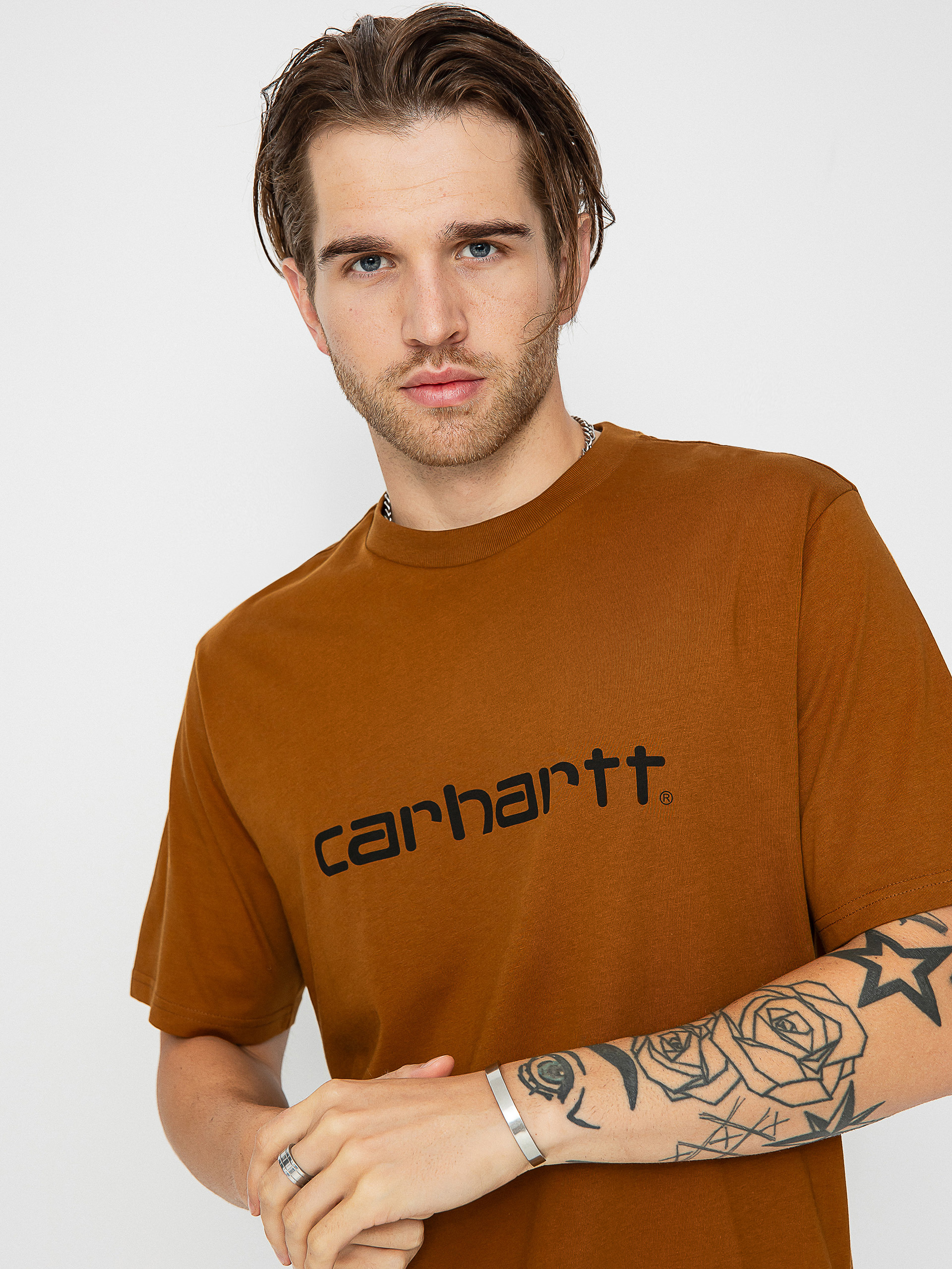 Carhartt WIP Script póló (deep h brown/black)