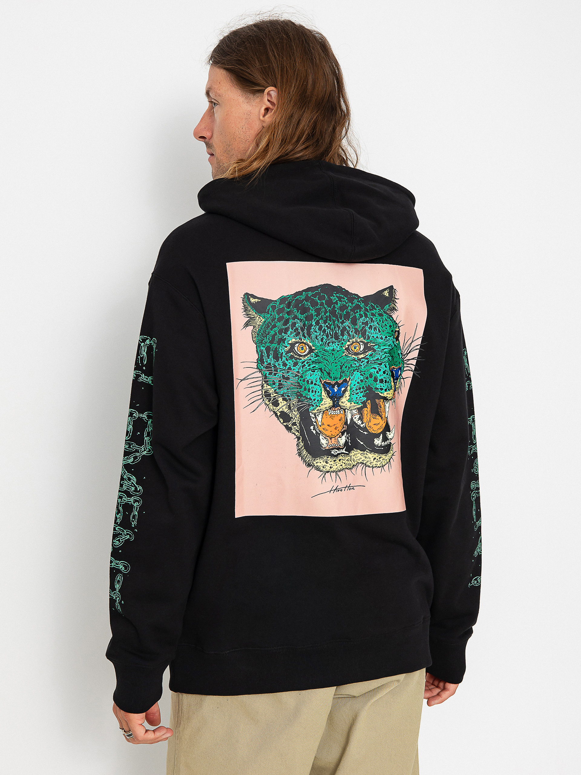 Element Hirotton Leopard Kapucnis pulóver (flint black)