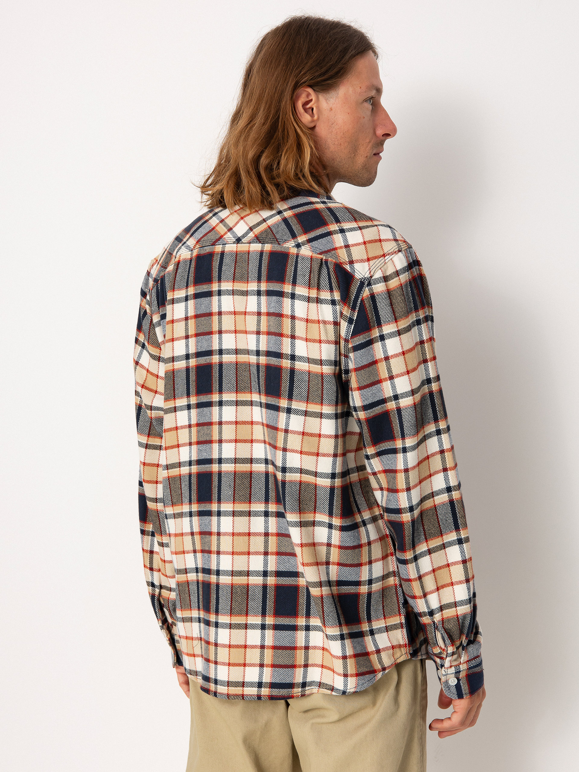 Brixton Bowery Flannel Ls Ing (washed navy/barn red/off white)